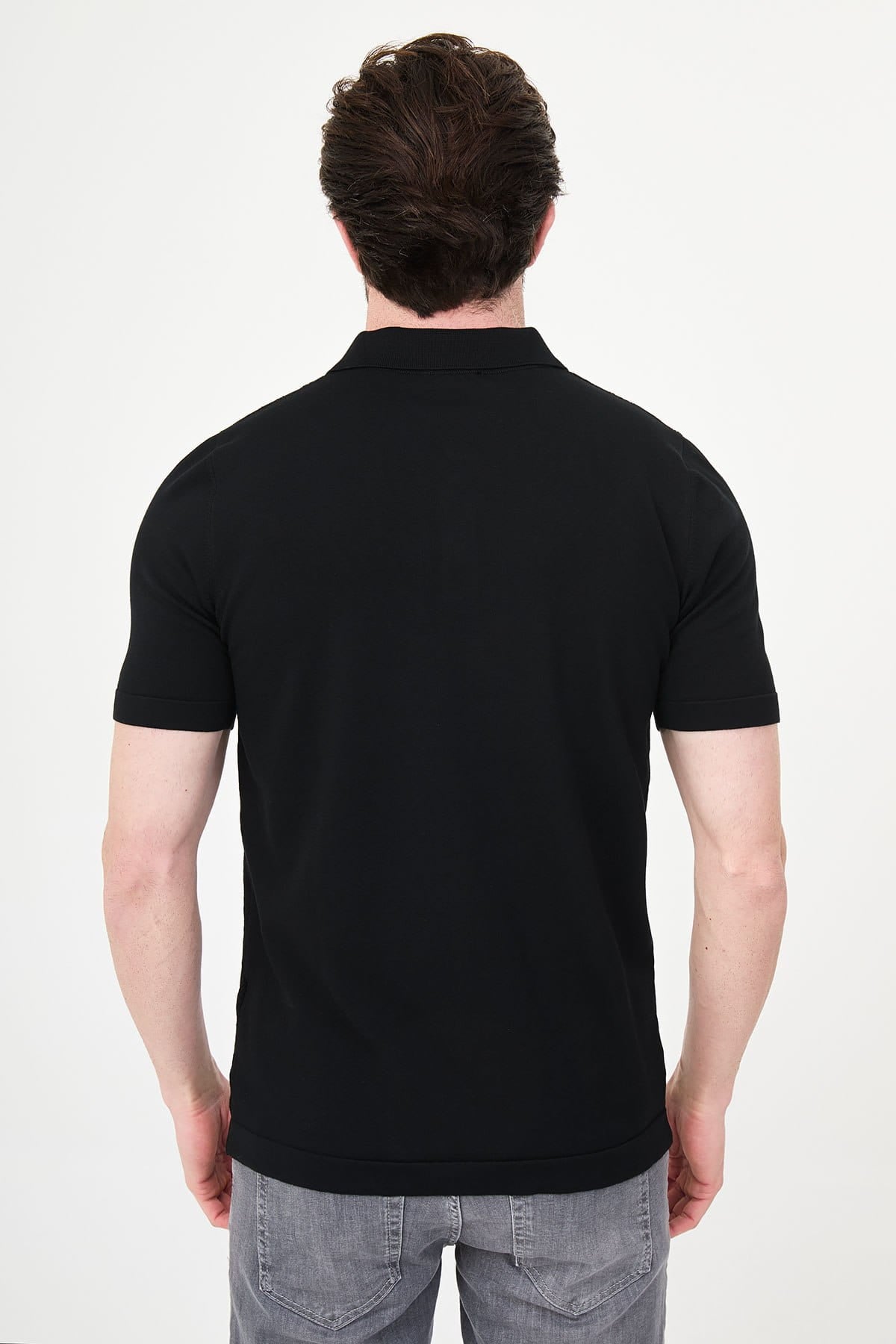 Men’s Black Diamond Textured Polo T-Shirt