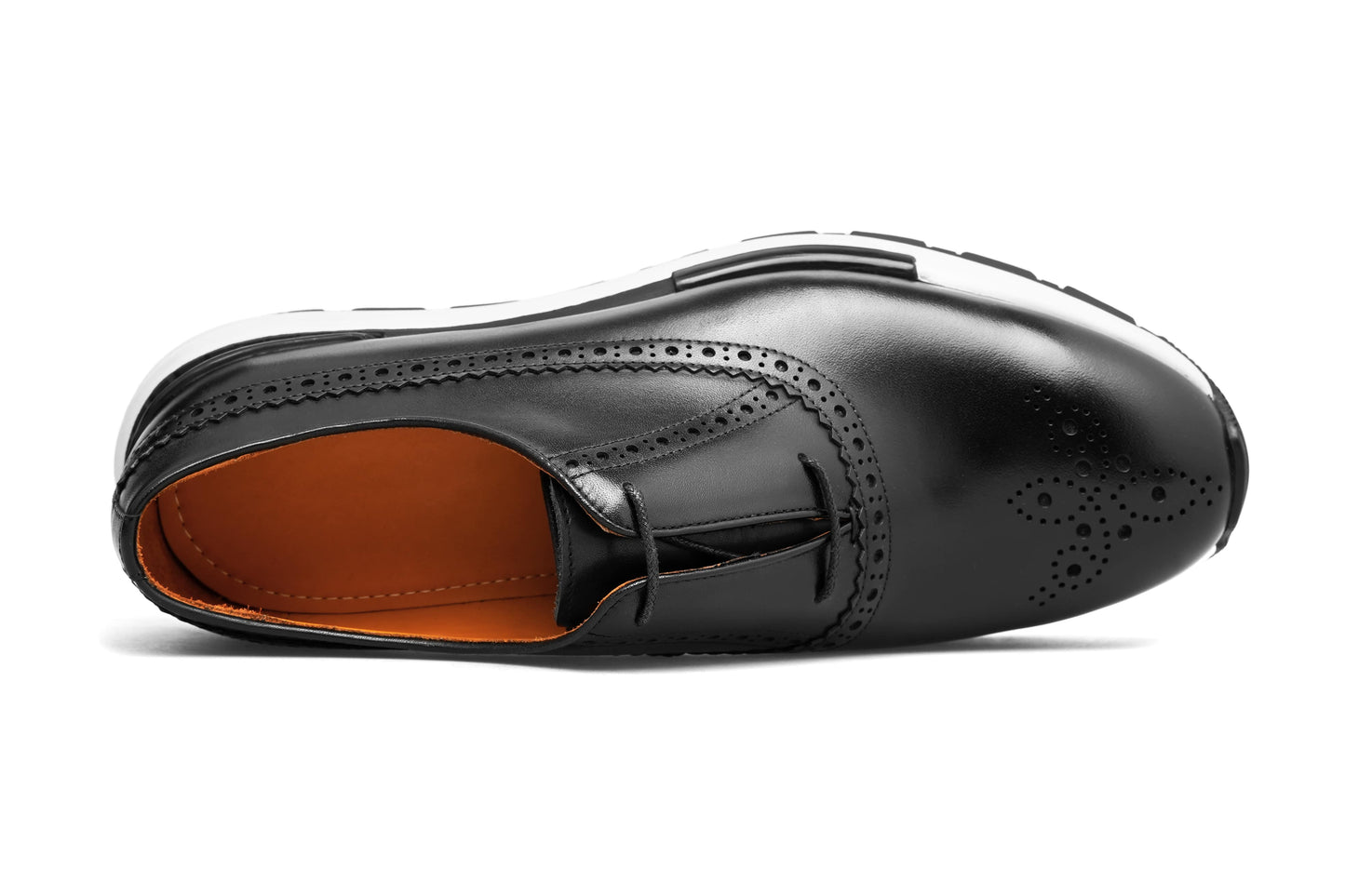 Men’s Black Leather Brogue Slip-On Sneakers