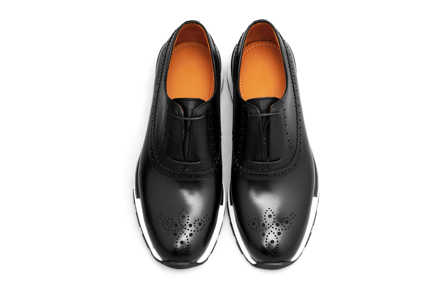 Men’s Black Leather Brogue Slip-On Sneakers