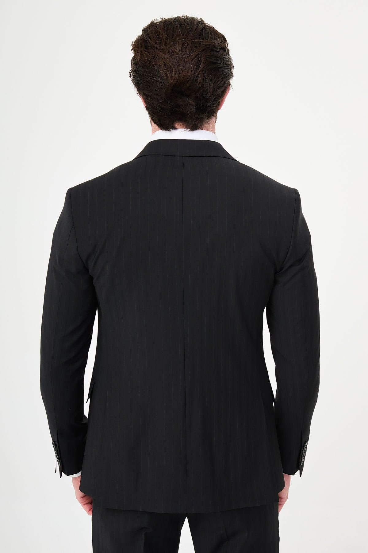 Men’s Black Pinstripe Wool Suit