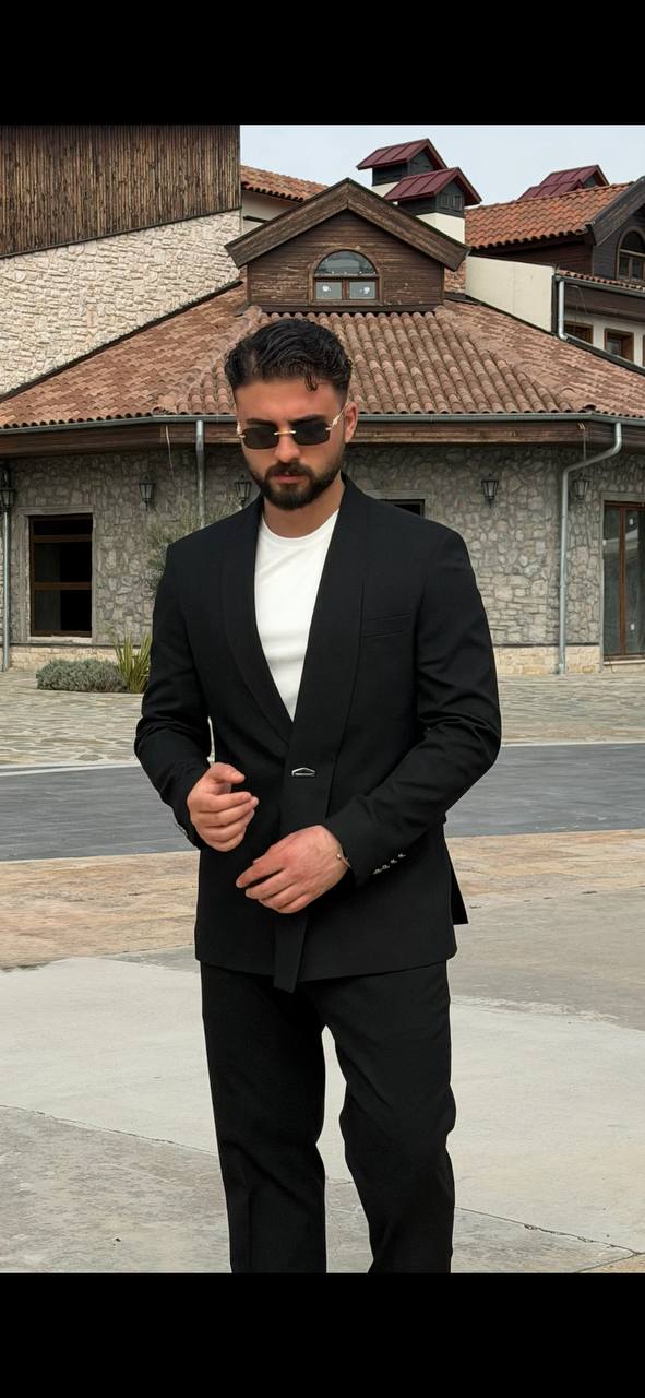 Men’s Black Shawl Lapel Slim Fit Suit
