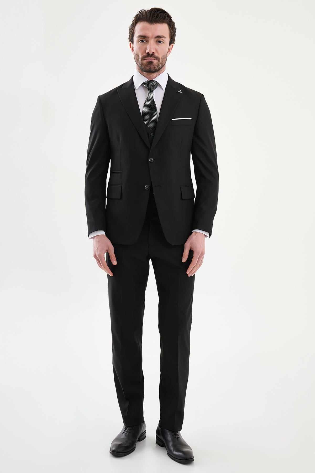 Men’s Black Three-Piece Slim Fit Suit