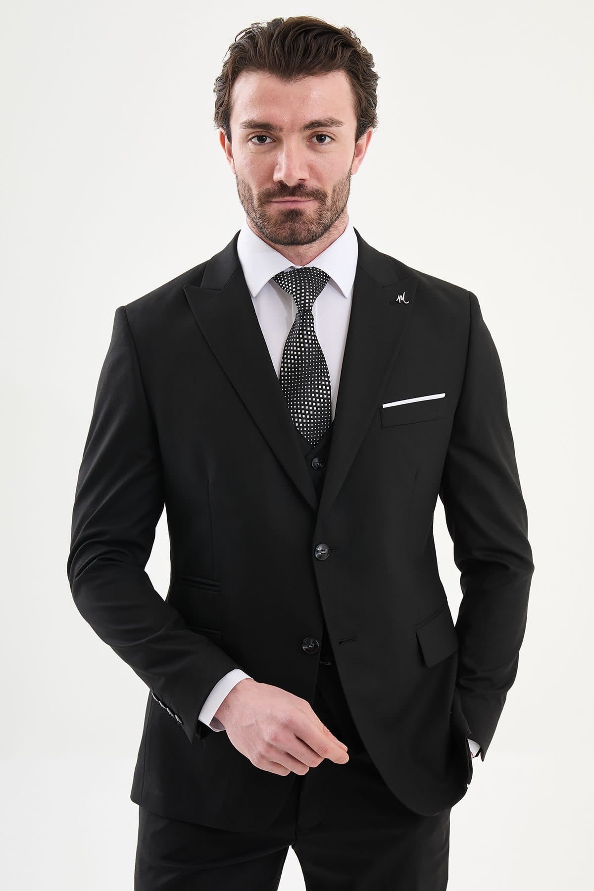 Men’s Black Three-Piece Slim Fit Suit