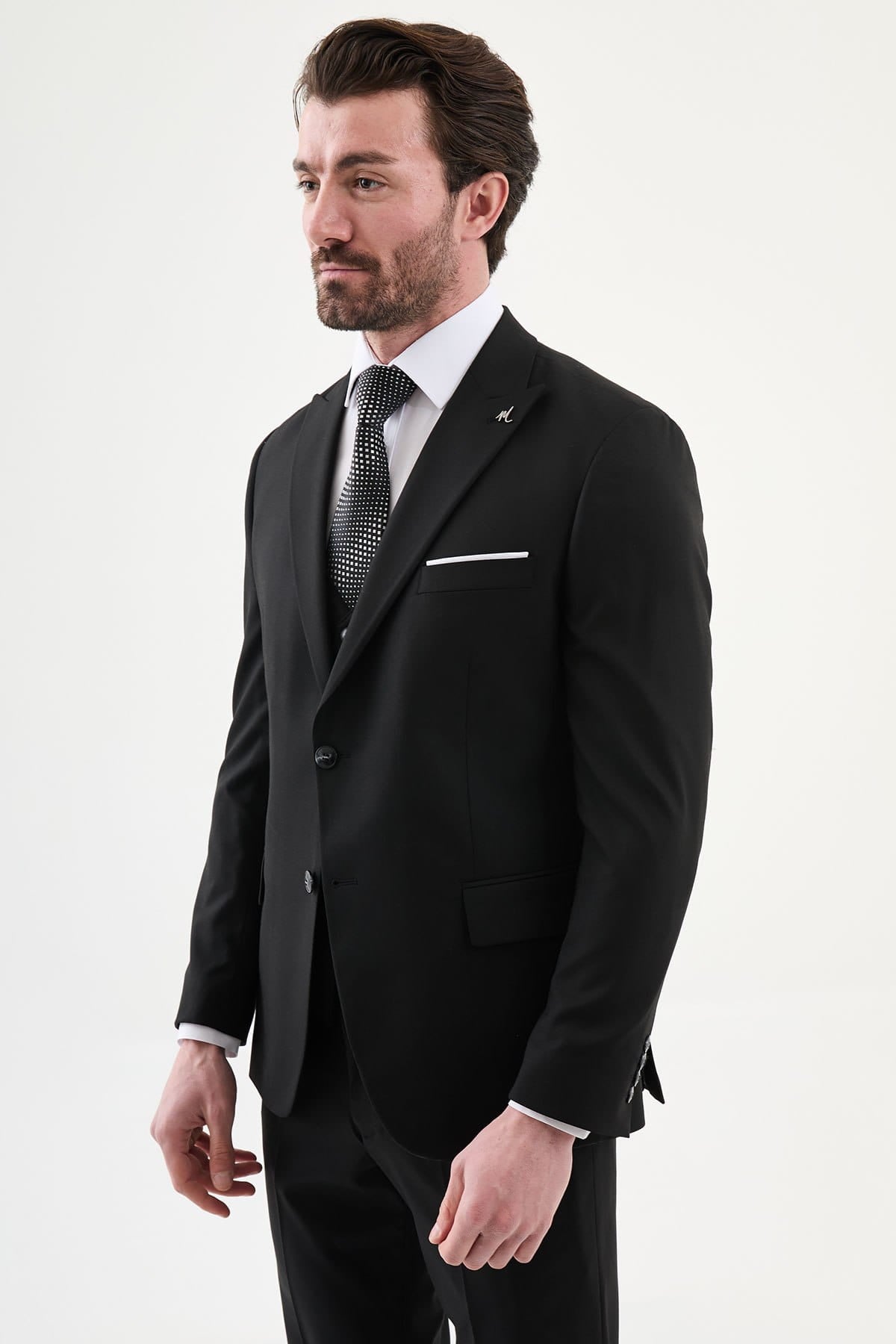 Men’s Black Three-Piece Slim Fit Suit
