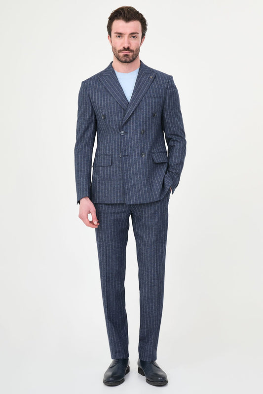 Men’s Blue Pinstripe Slim Fit Suit