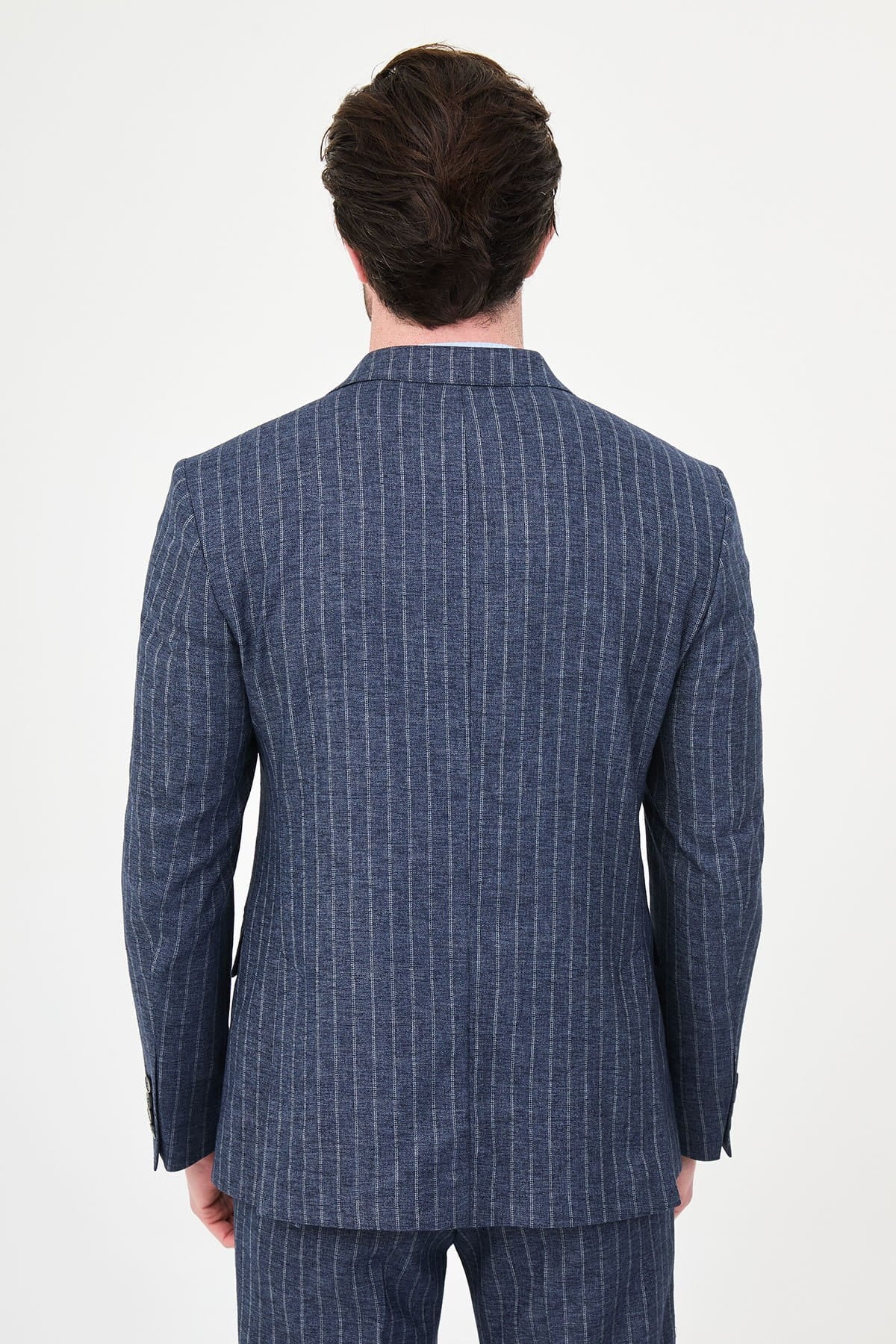 Men’s Blue Pinstripe Slim Fit Suit