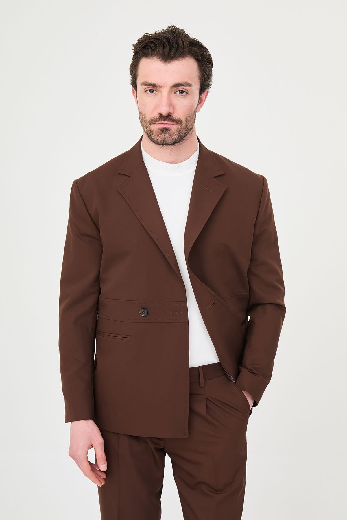 Men’s Brown Casual Slim Fit Suit