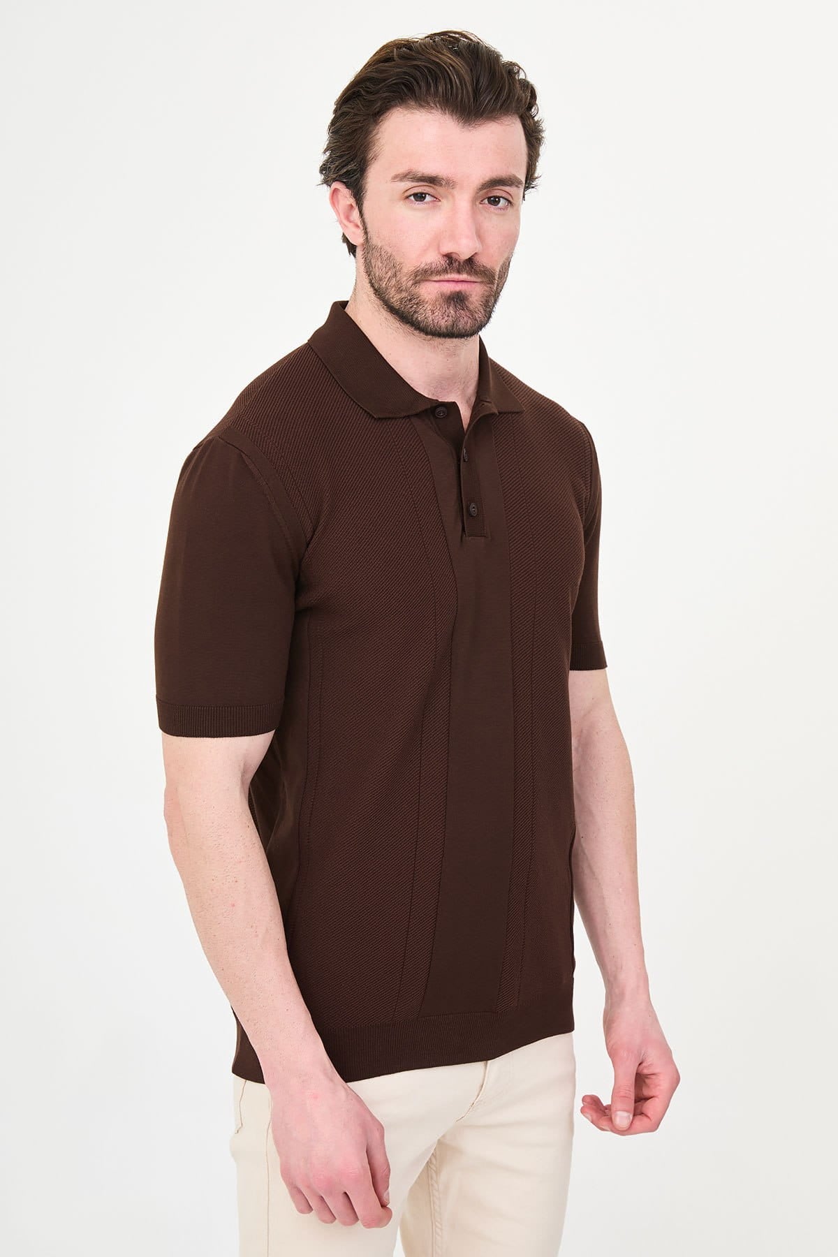 Men’s Brown Knit Polo Shirt