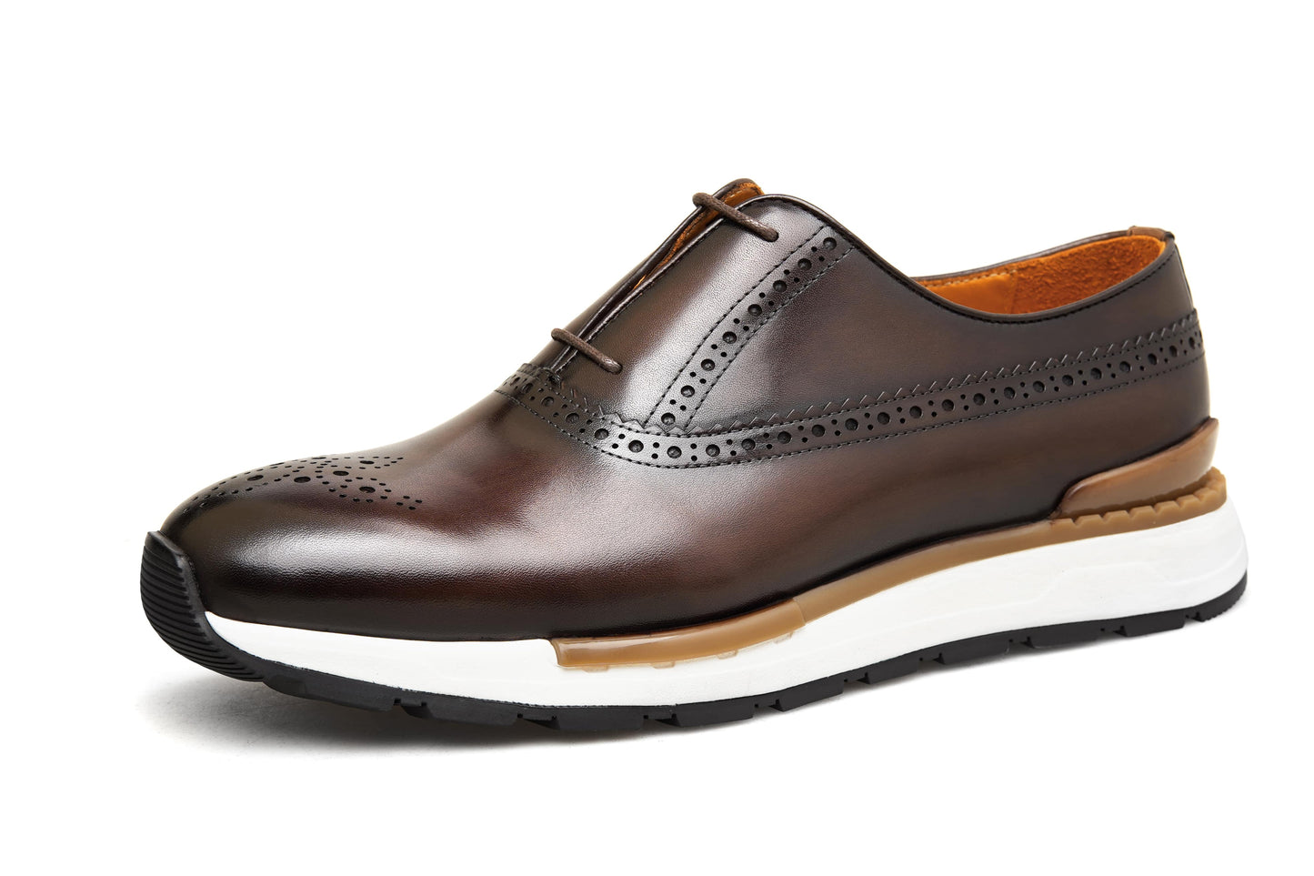 Men’s Brown Leather Brogue Slip-On Sneakers