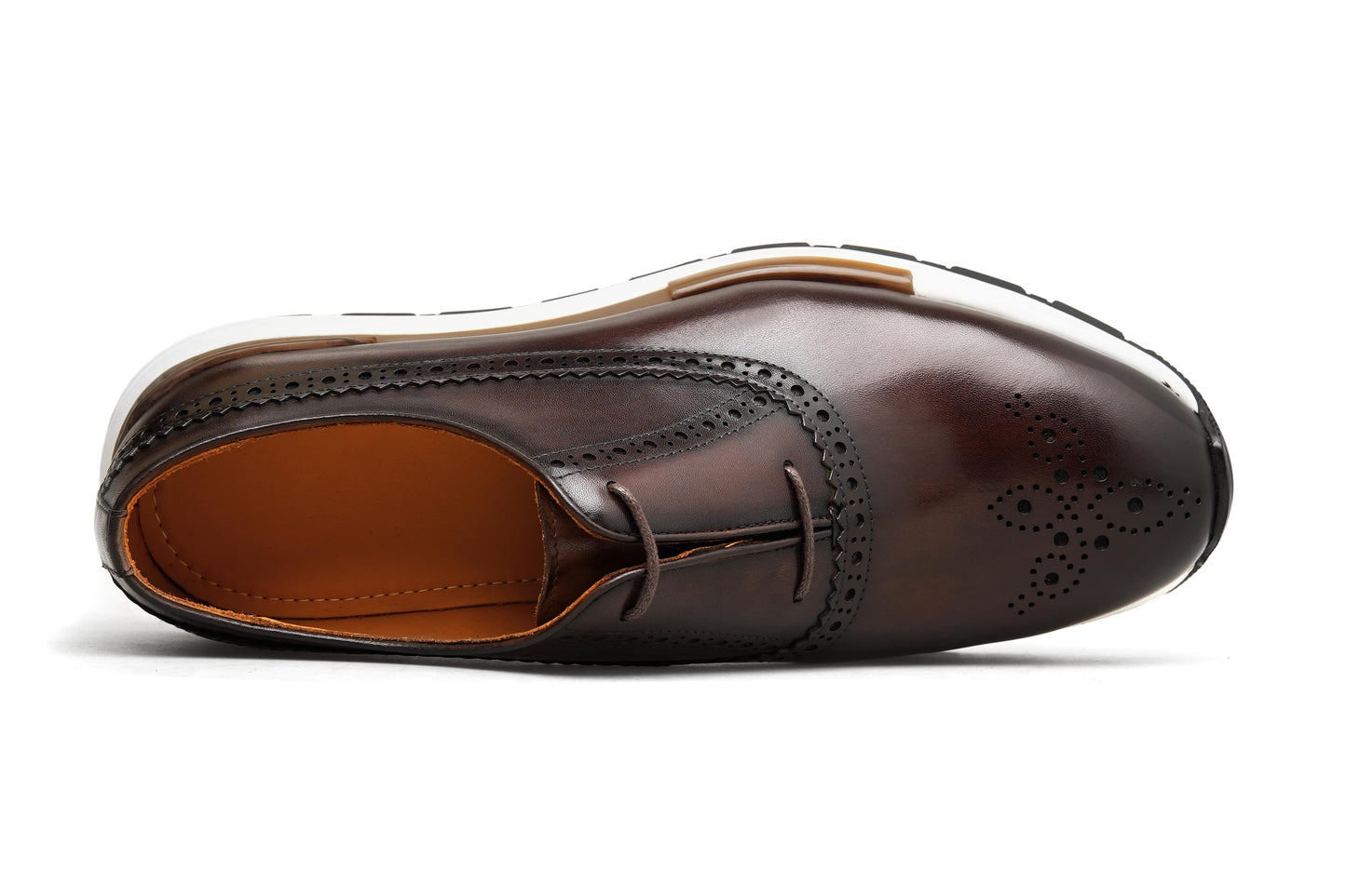 Men’s Brown Leather Brogue Slip-On Sneakers
