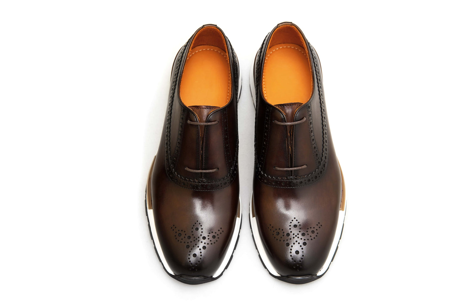 Men’s Brown Leather Brogue Slip-On Sneakers