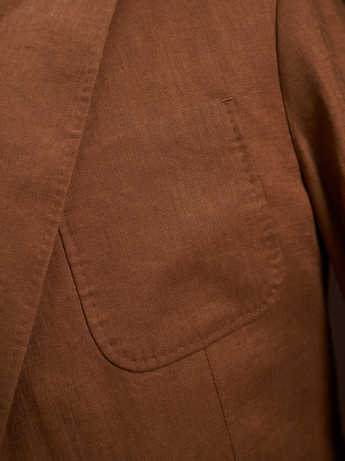 Men’s  Brown Linen Jacket & Vest Set