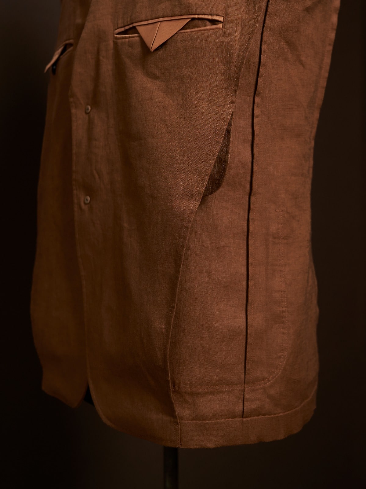 Men’s  Brown Linen Jacket & Vest Set