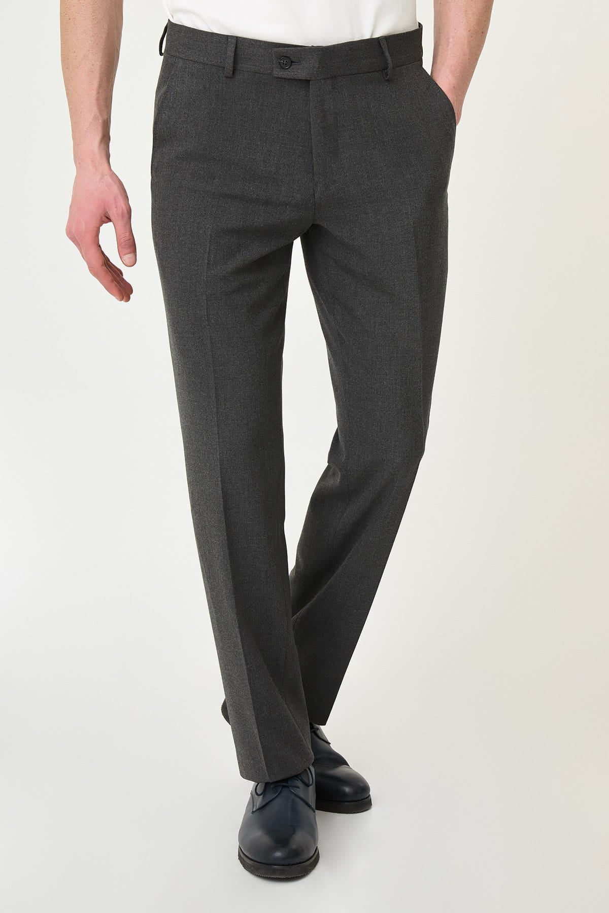 Men’s Charcoal Grey Slim Fit Formal Trousers