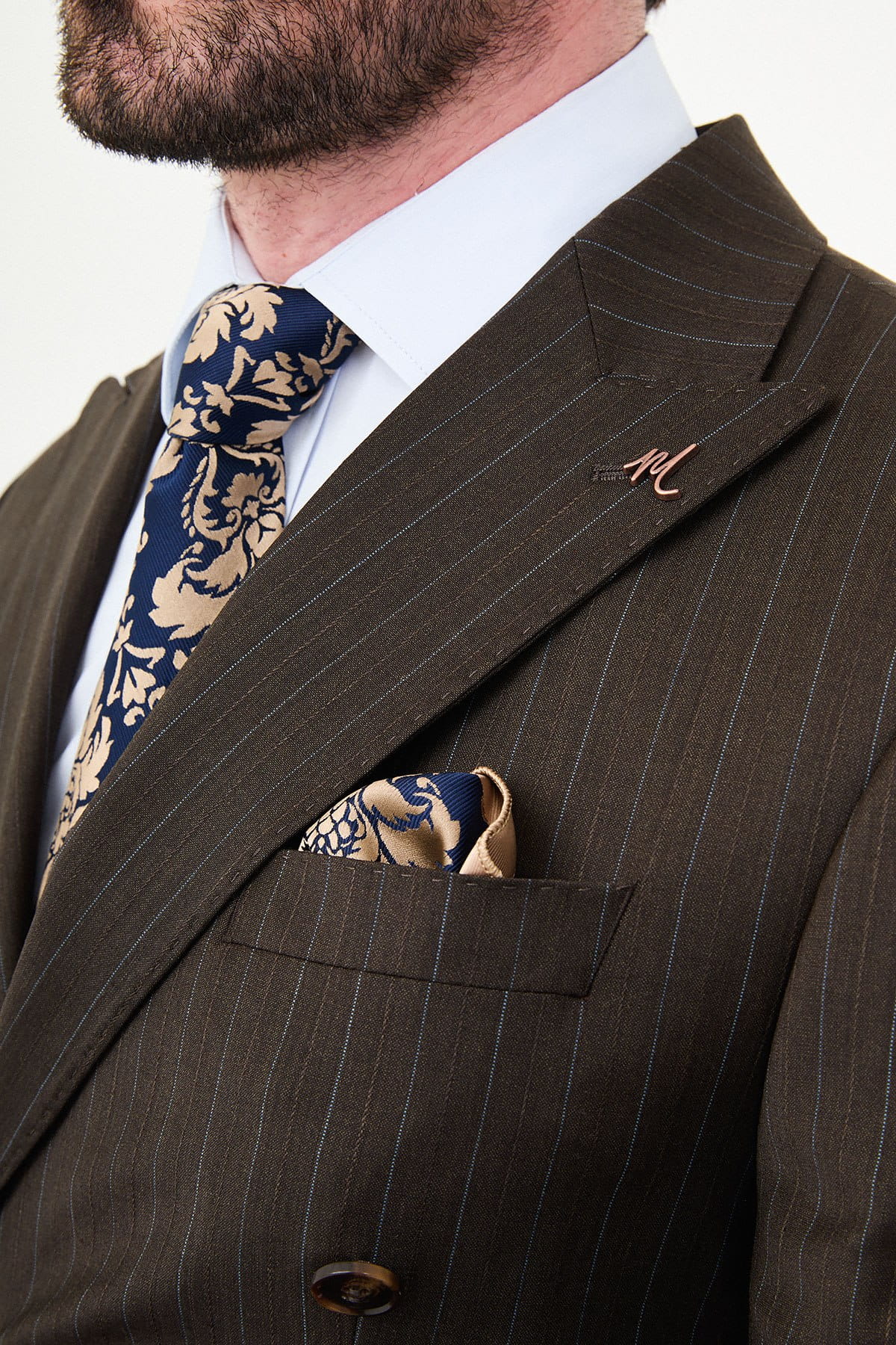 Men’s Chocolate Brown Pinstripe Double-Breasted Suit