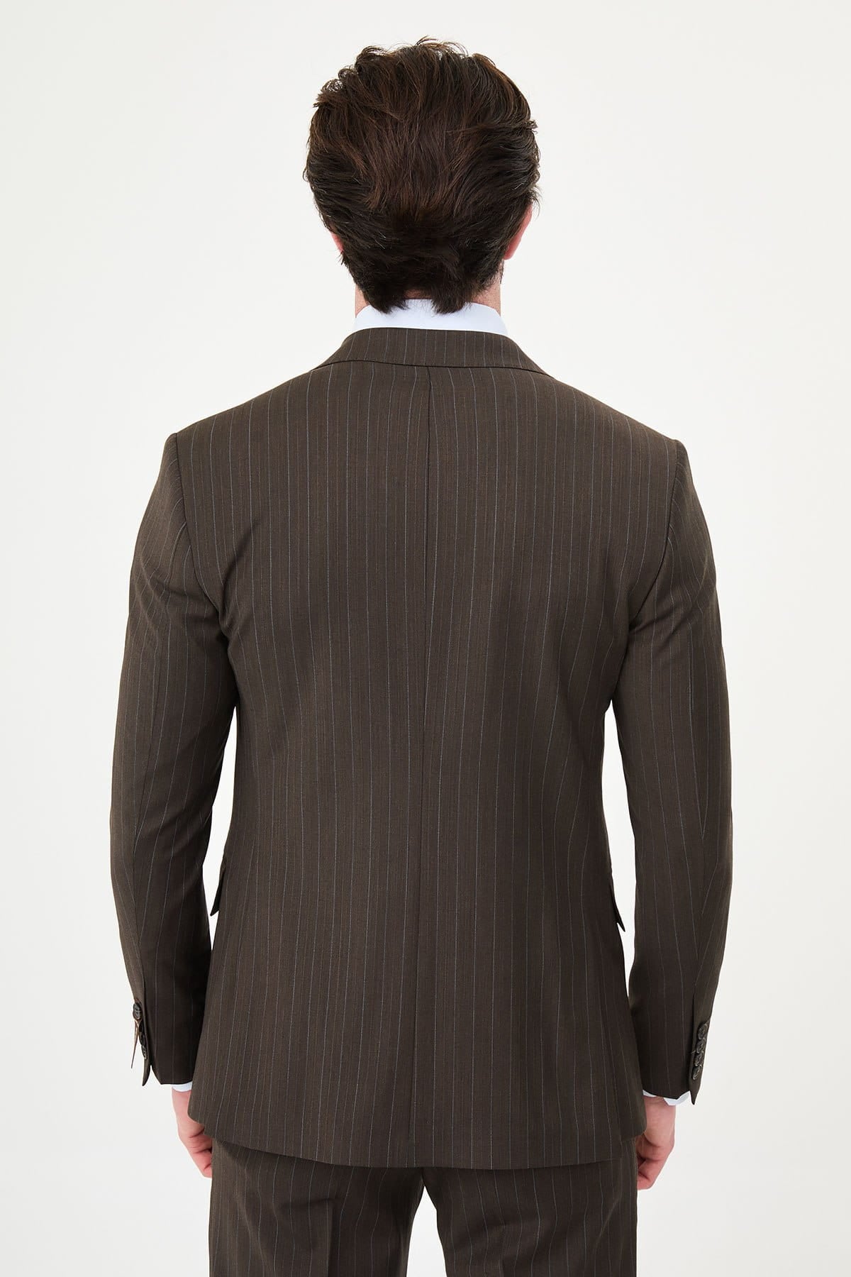 Men’s Chocolate Brown Pinstripe Wool Suit