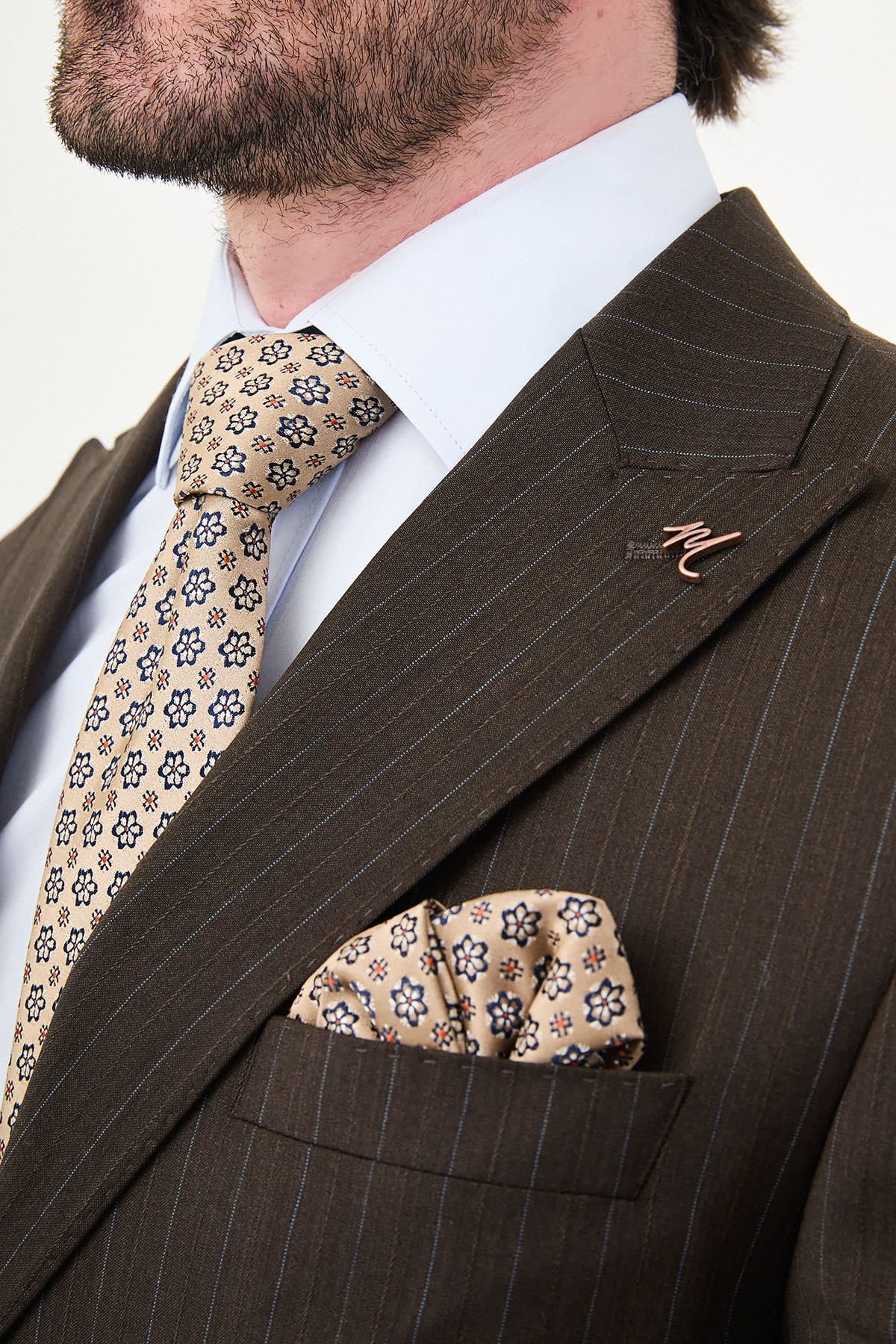 Men’s Chocolate Brown Pinstripe Wool Suit
