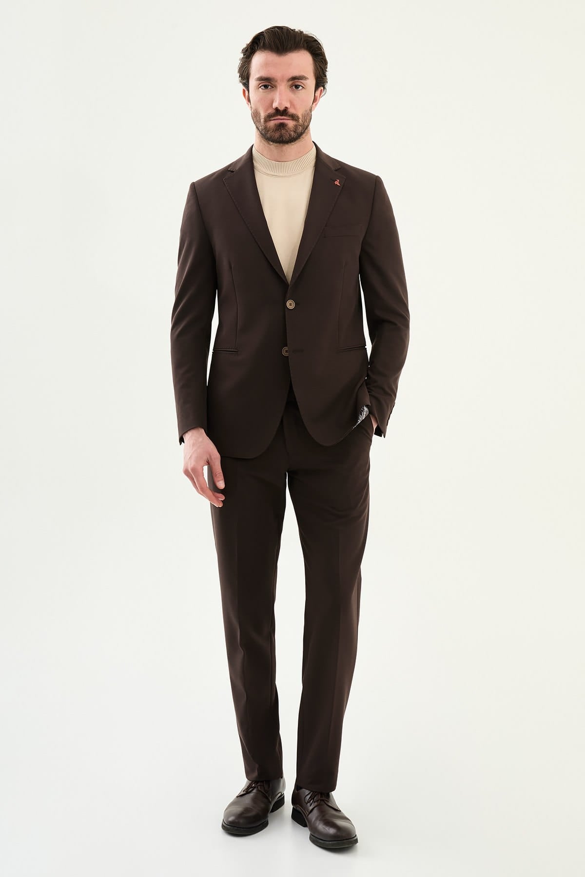 Men’s Chocolate Brown Slim-Fit Casual Suit