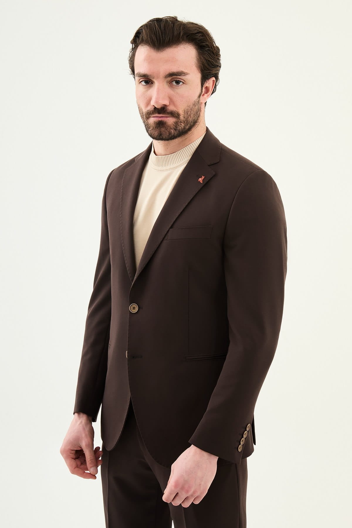 Men’s Chocolate Brown Slim-Fit Casual Suit