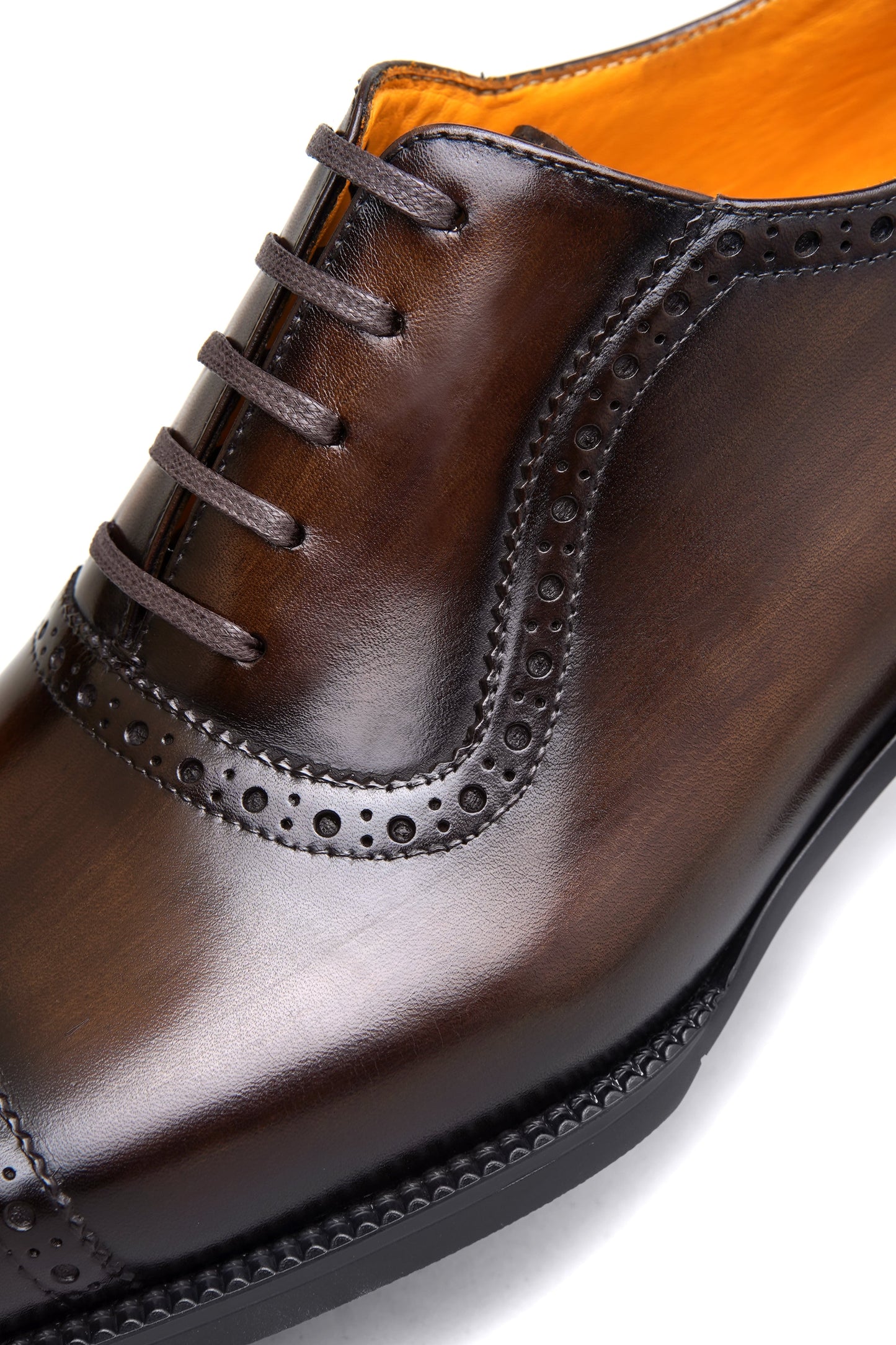 SuitHarbor Blake-Stitched Dark Brown Cap-Toe Oxford