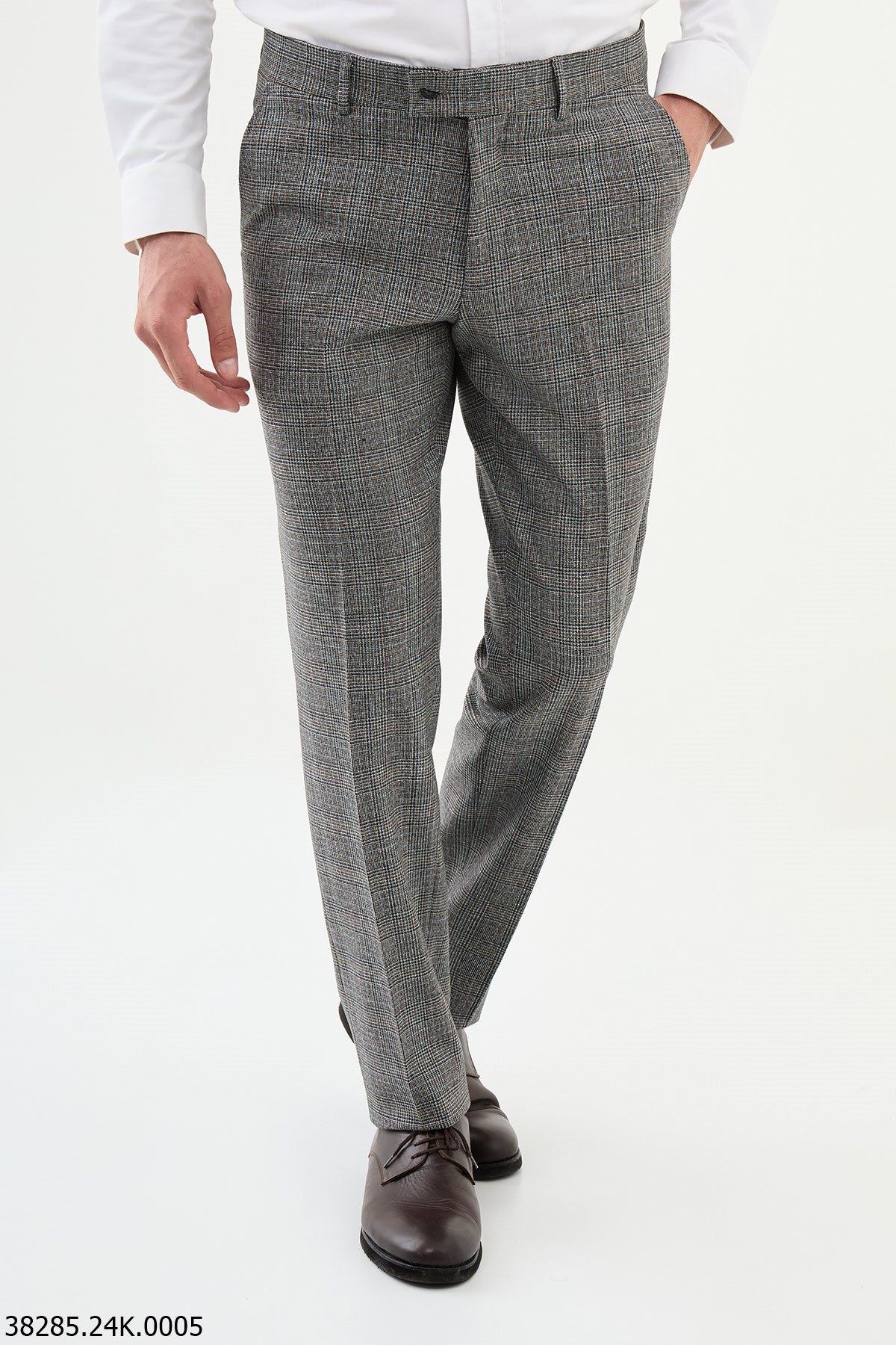 Men’s Gray Check Slim Fit Tailored Trousers