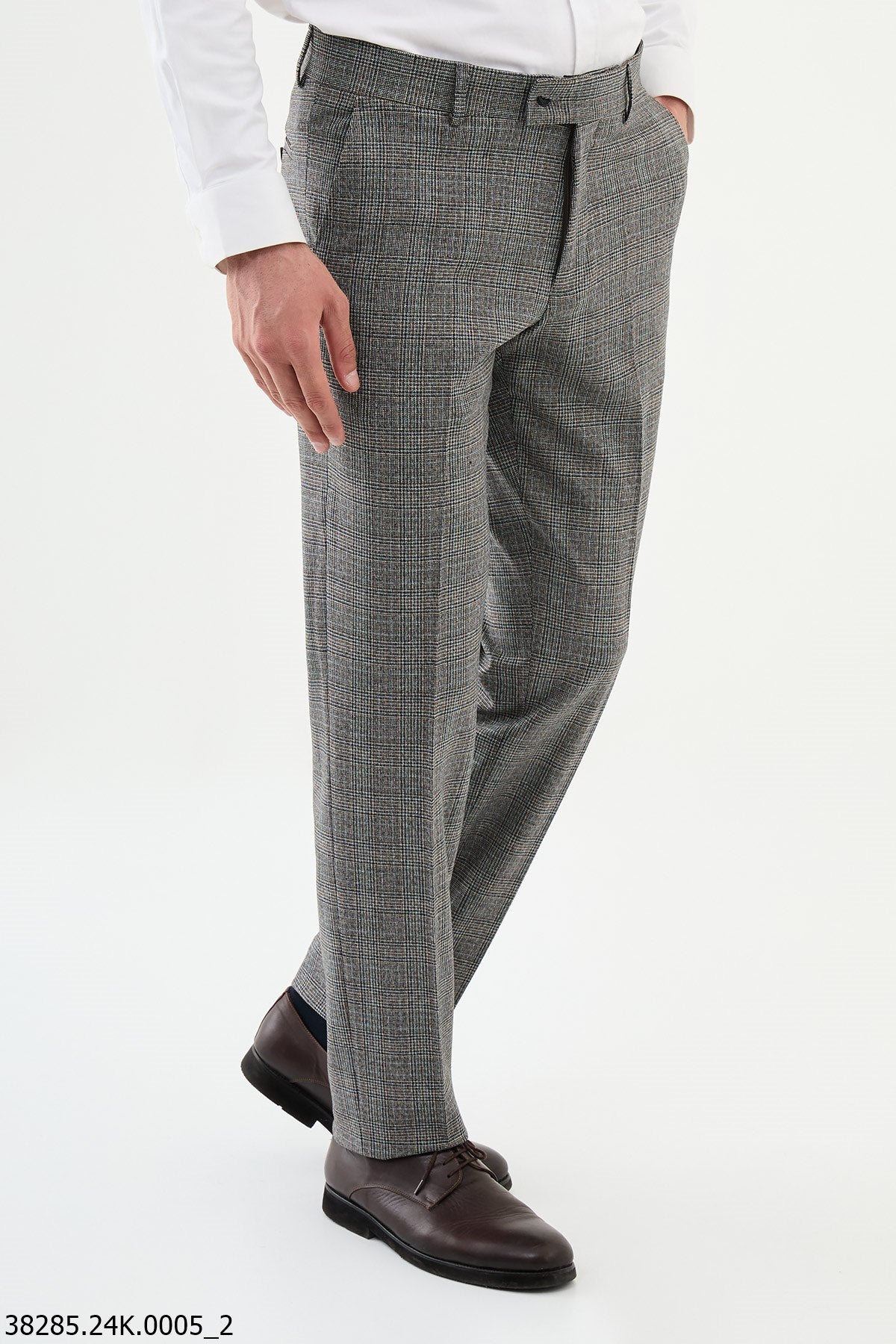 Men’s Gray Check Slim Fit Tailored Trousers