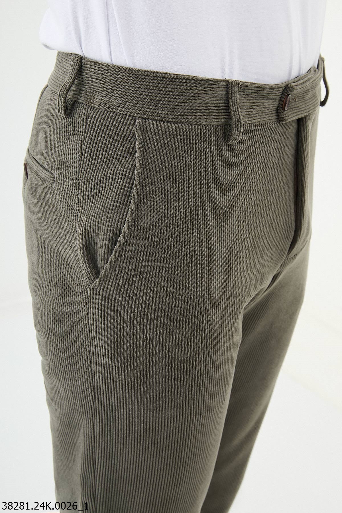 Men’s Green Slim Fit Textured Trousers