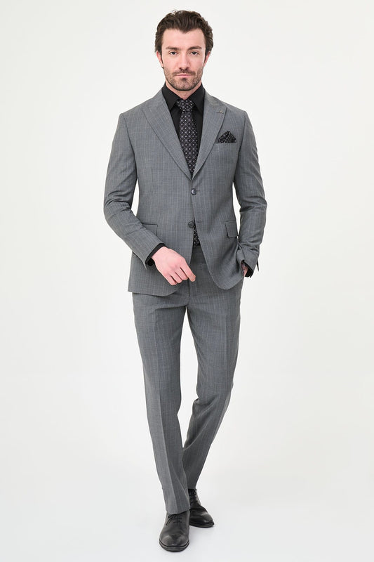 Men’s Grey Pinstripe Wool Suit