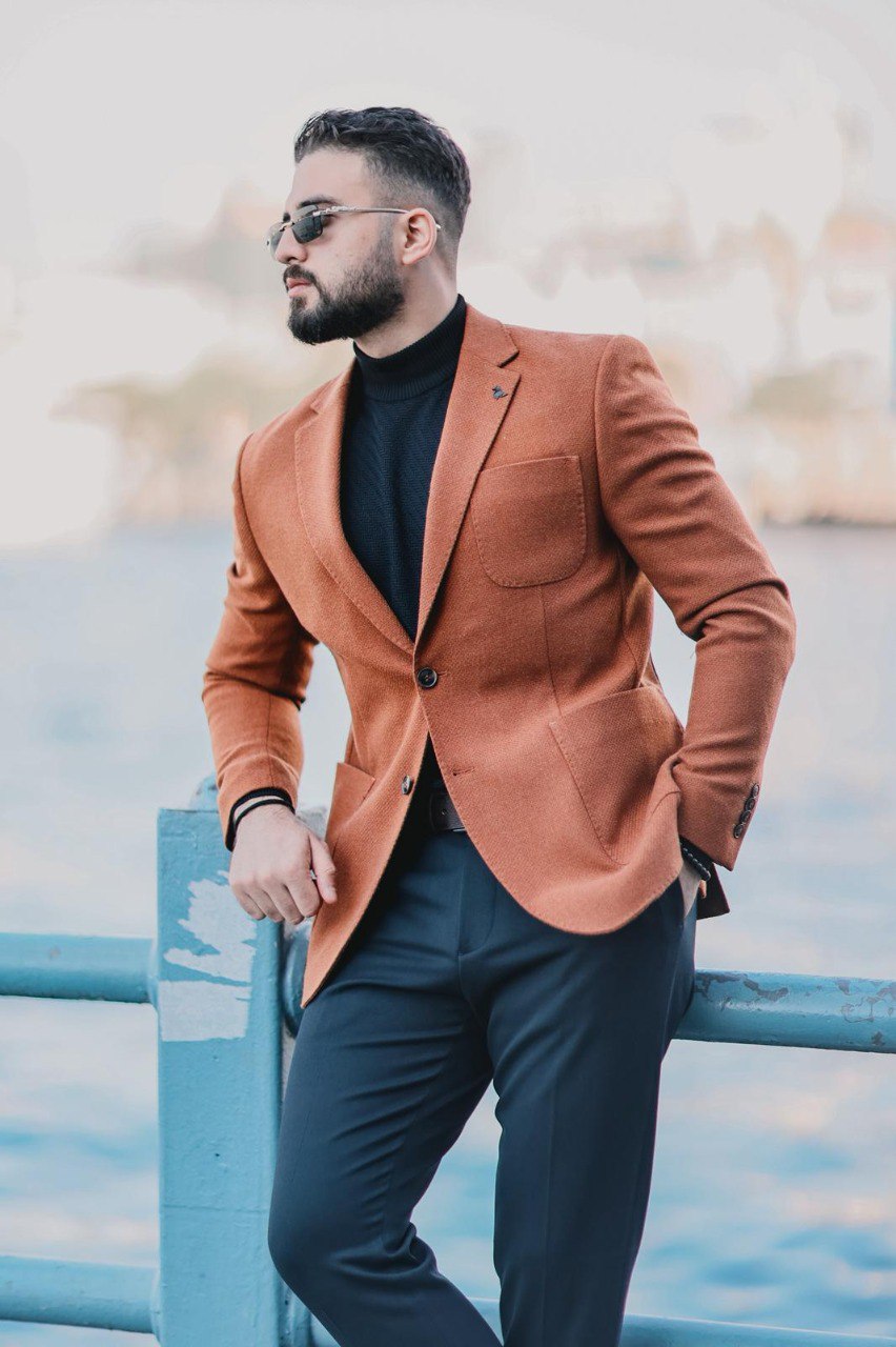 Men’s Hazelnut Slim Fit Wool Blazer Jacket