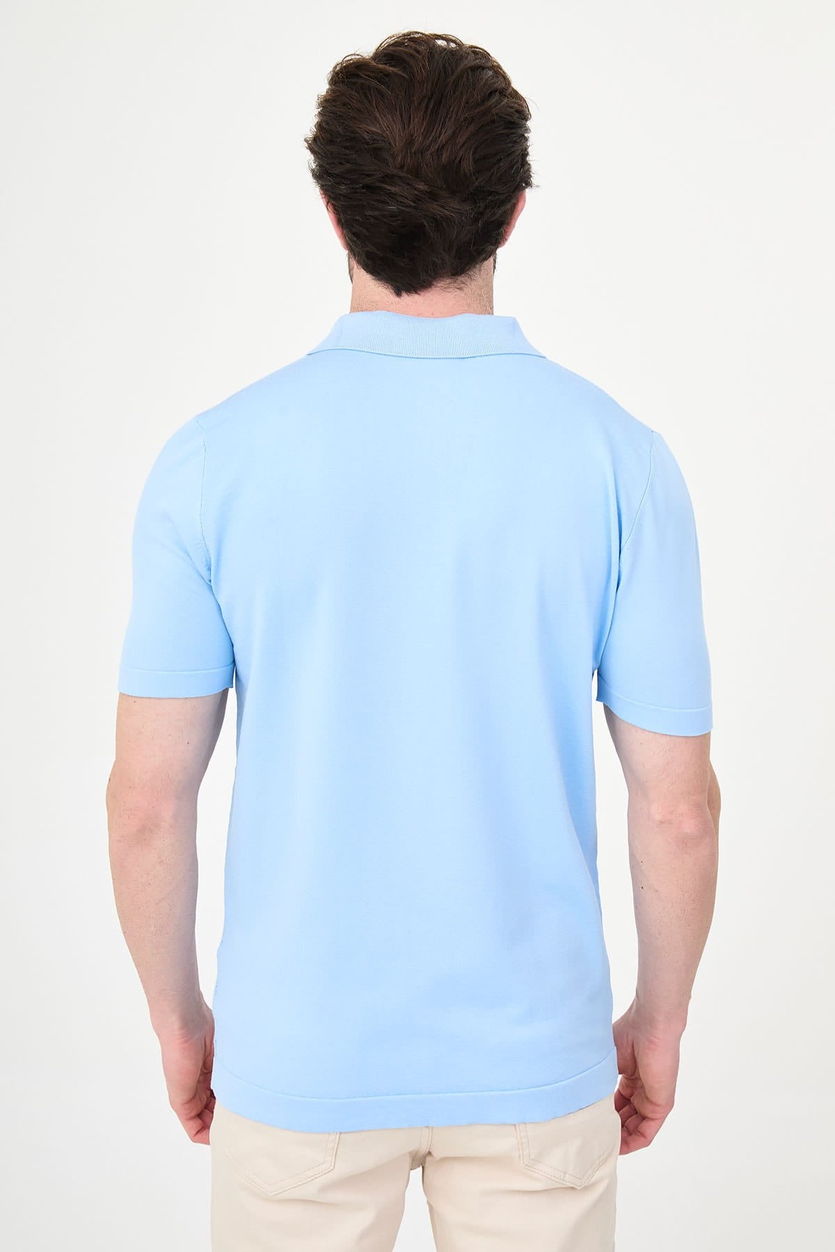 Men’s Light Blue Diamond Textured Polo T-Shirt