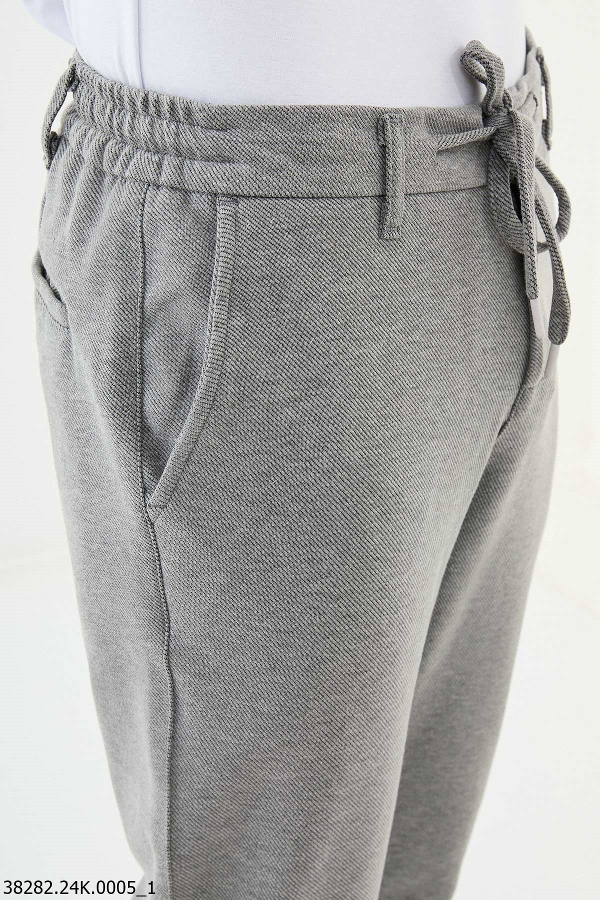 Men’s Light Gray Slim Fit Drawstring Trousers