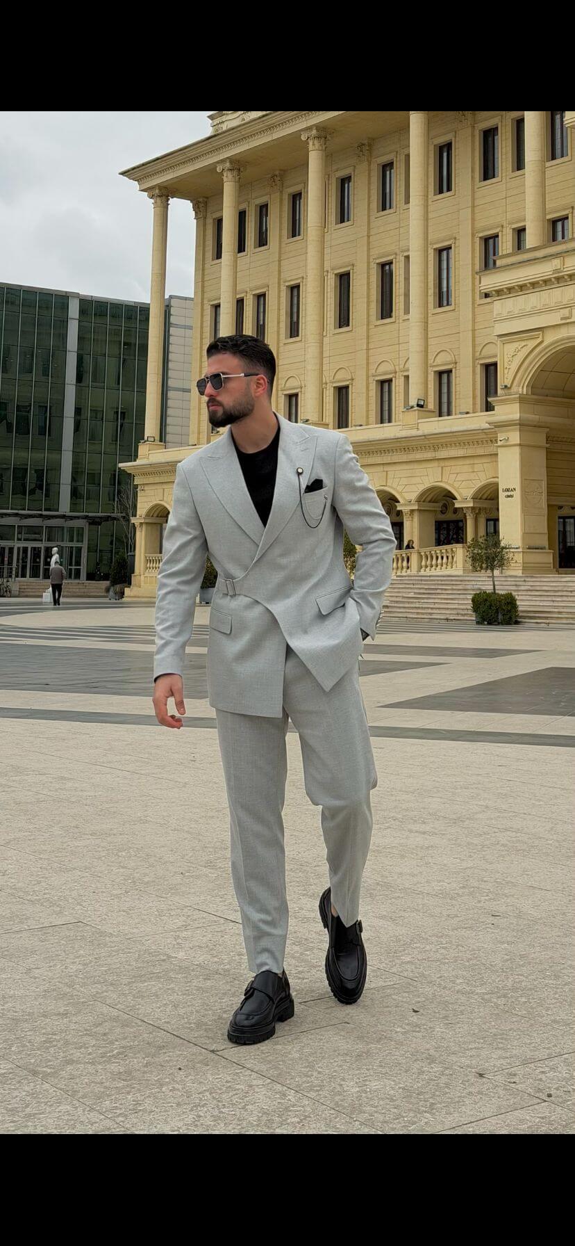 Men’s Light Gray Slim Fit Suit