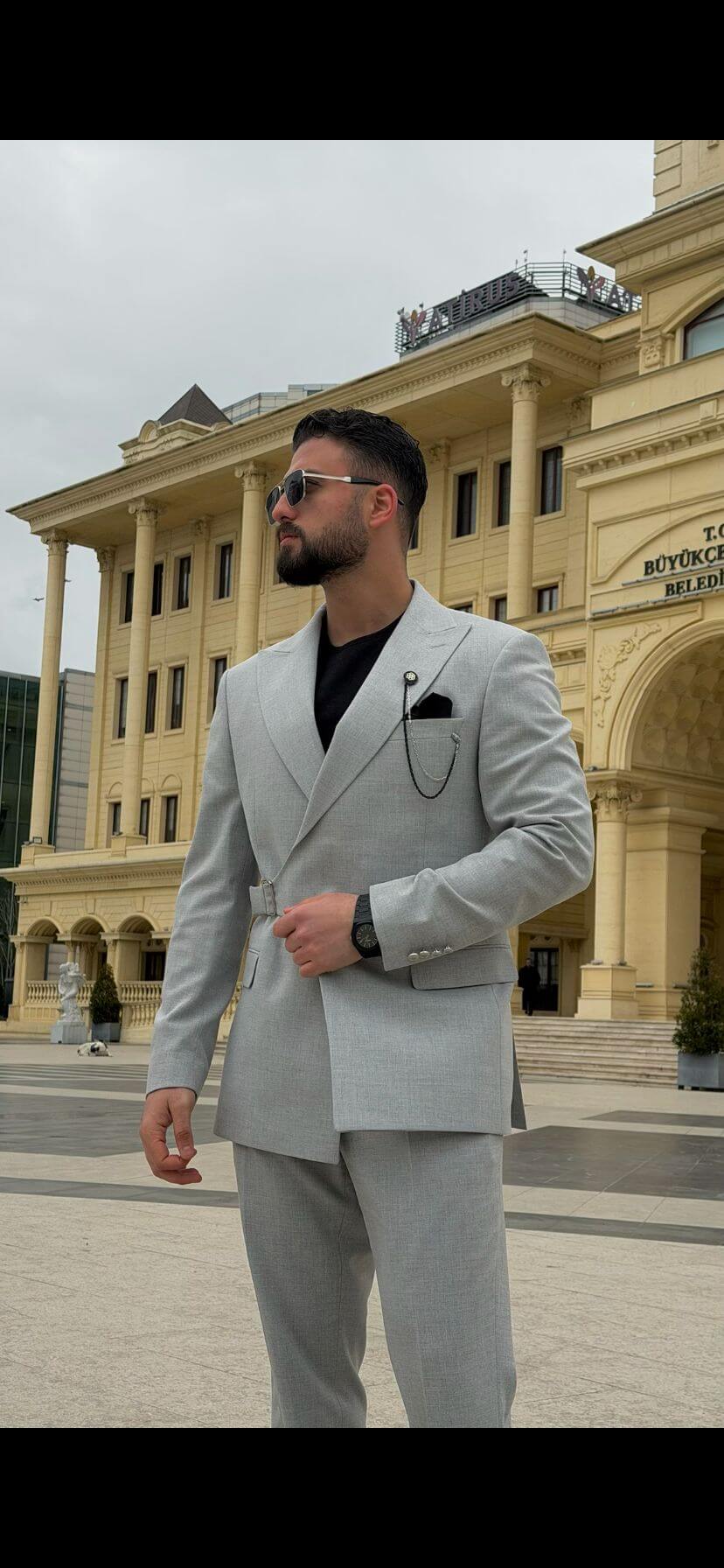 Men’s Light Gray Slim Fit Suit