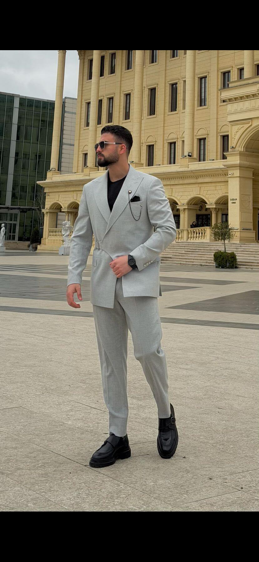Men’s Light Gray Slim Fit Suit