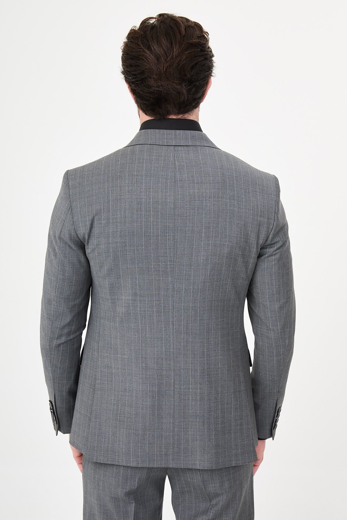 Men’s Light Grey Pinstripe Double-Breasted Wool Suit