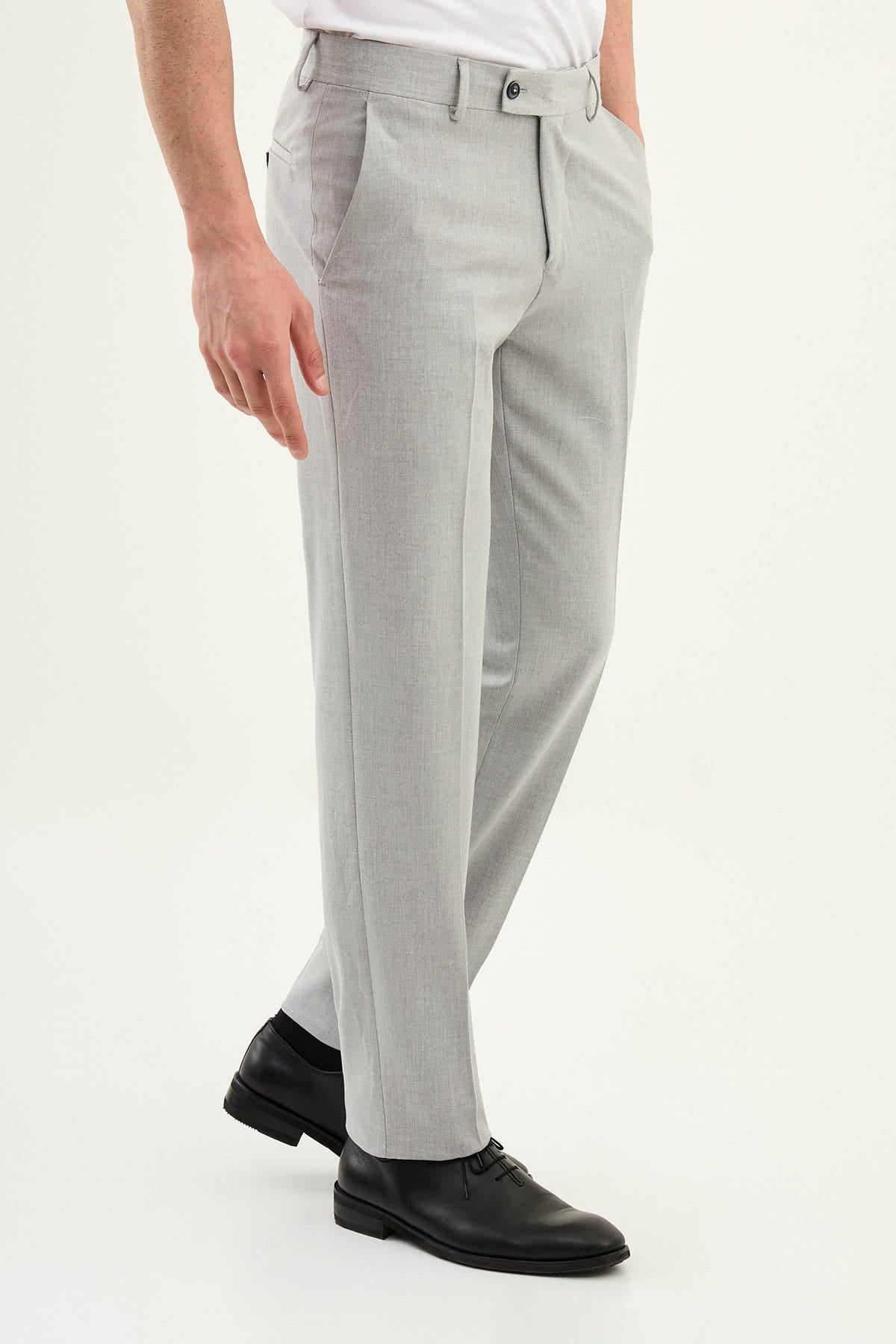 Men’s Light Grey Slim Fit Formal Trousers