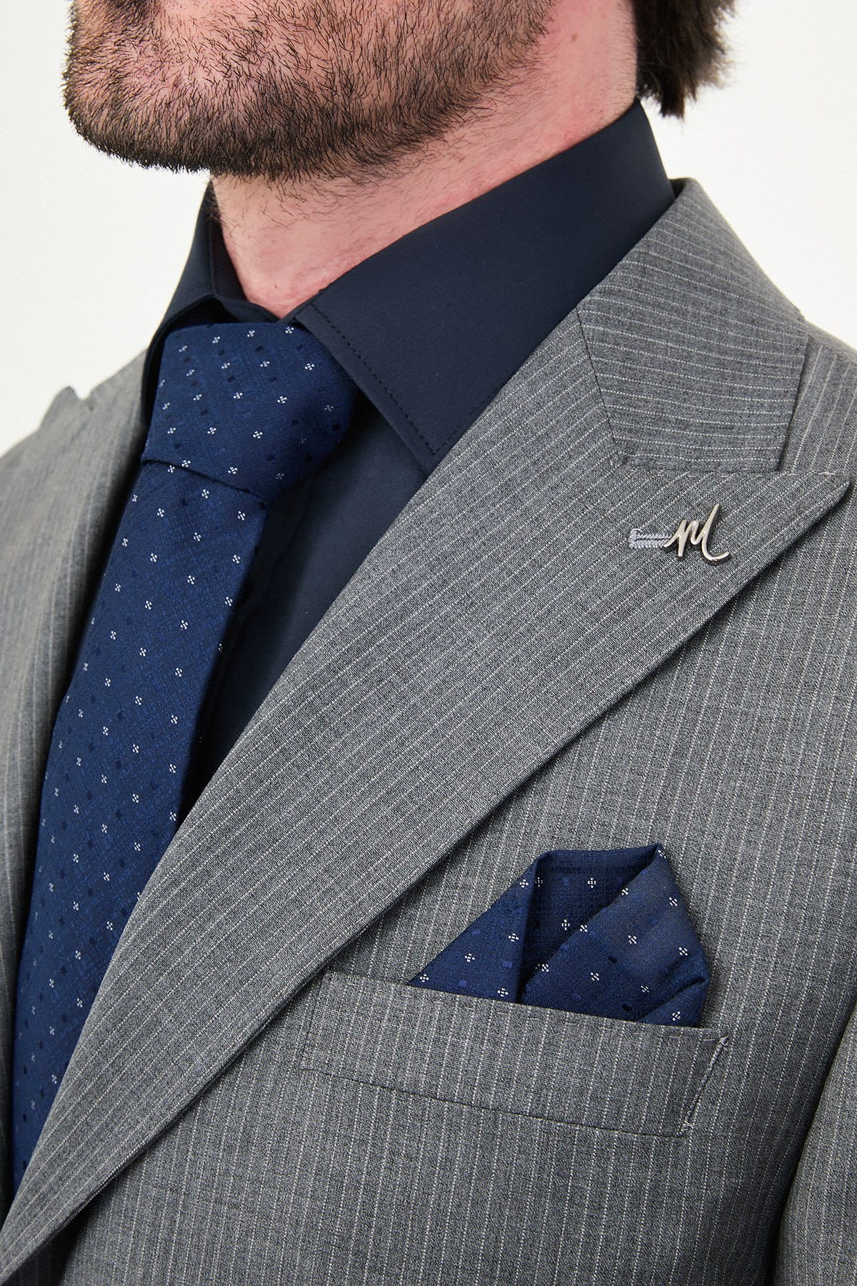 Men’s Light Grey Slim Fit Wool Suit