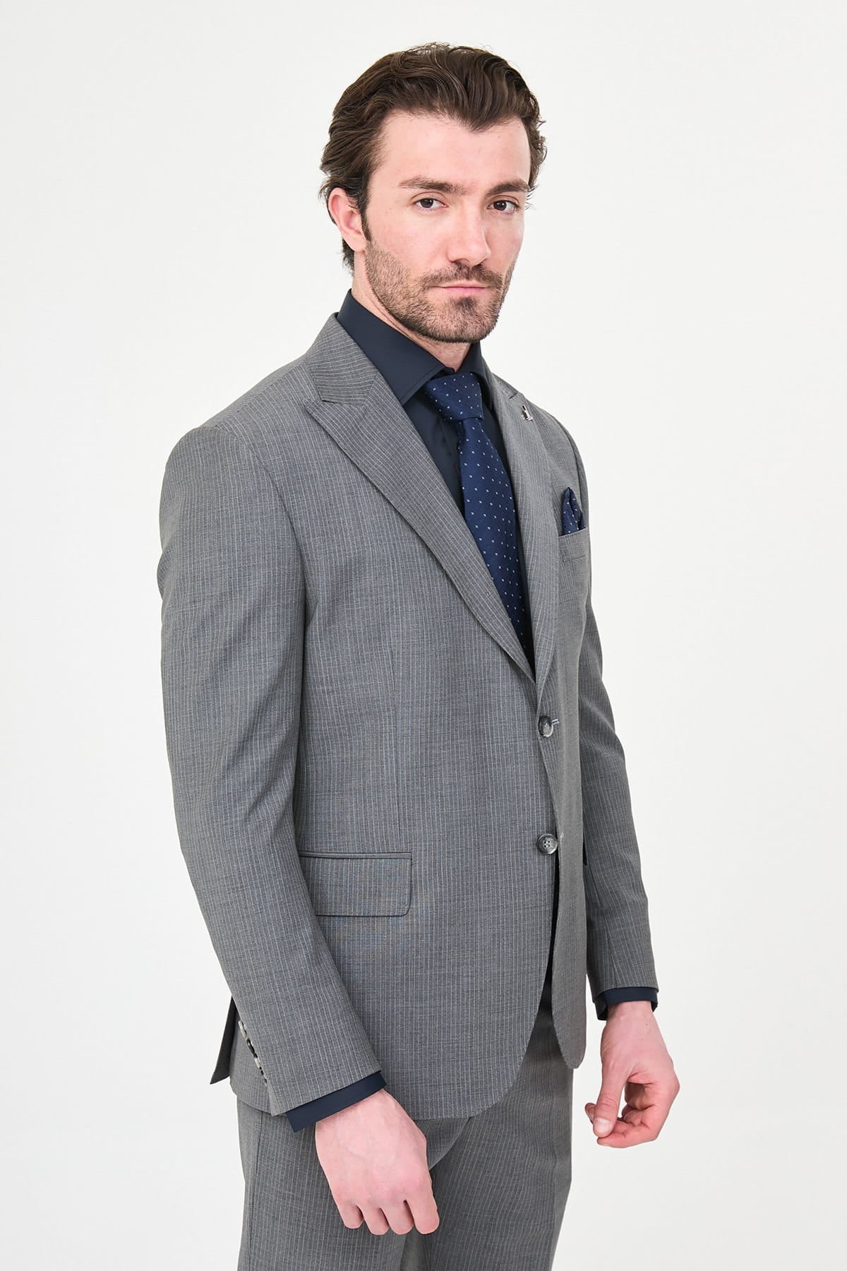 Men’s Light Grey Slim Fit Wool Suit
