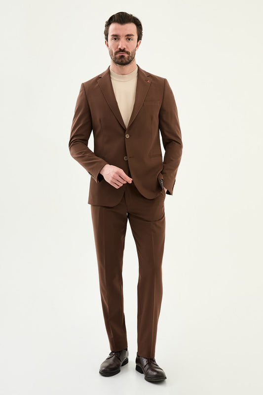 Men’s Mocha Brown Slim-Fit Casual Suit