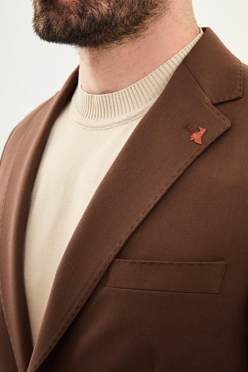Men’s Mocha Brown Slim-Fit Casual Suit