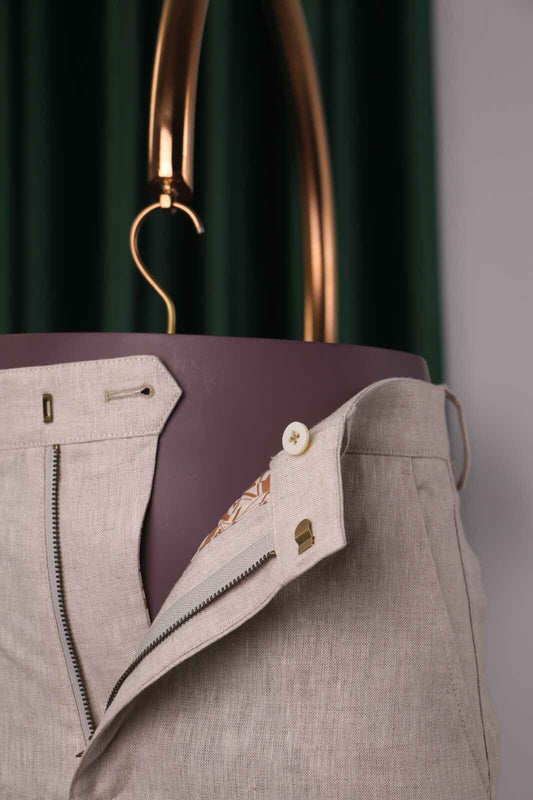 Men’s Natural Beige  Linen Shorts