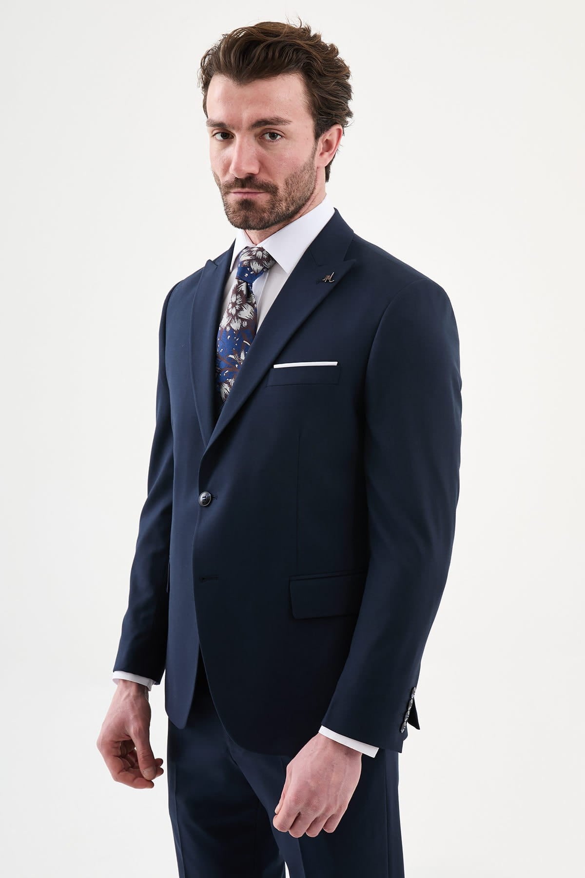 Men’s Navy Blue Slim Fit Three-Piece Suit