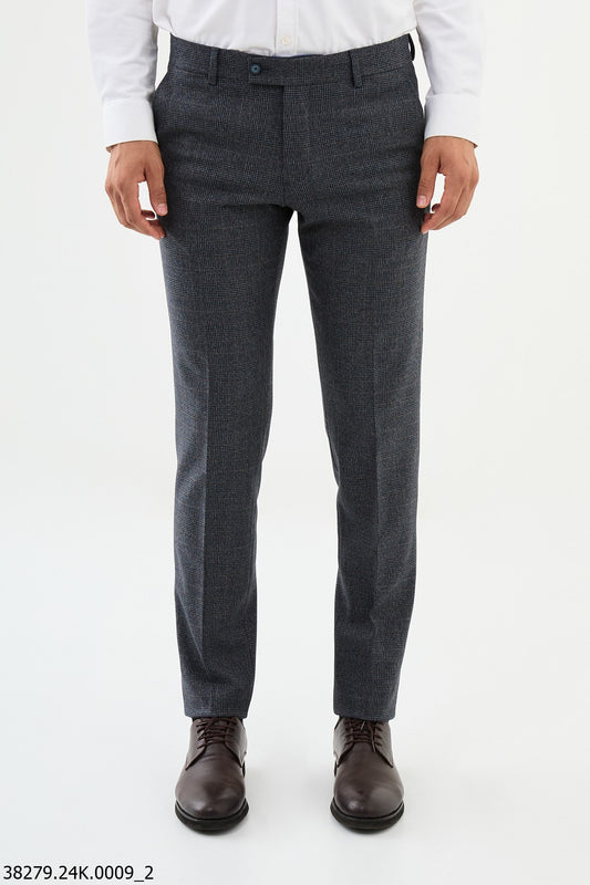 Men’s Navy Check Slim Fit Trousers
