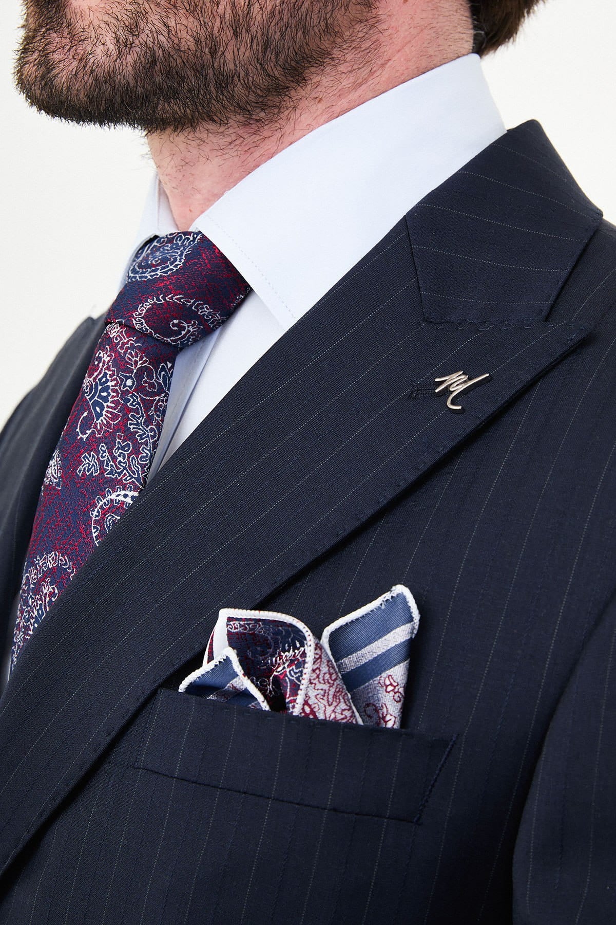 Men’s Navy Pinstripe Double-Breasted Wool Suit