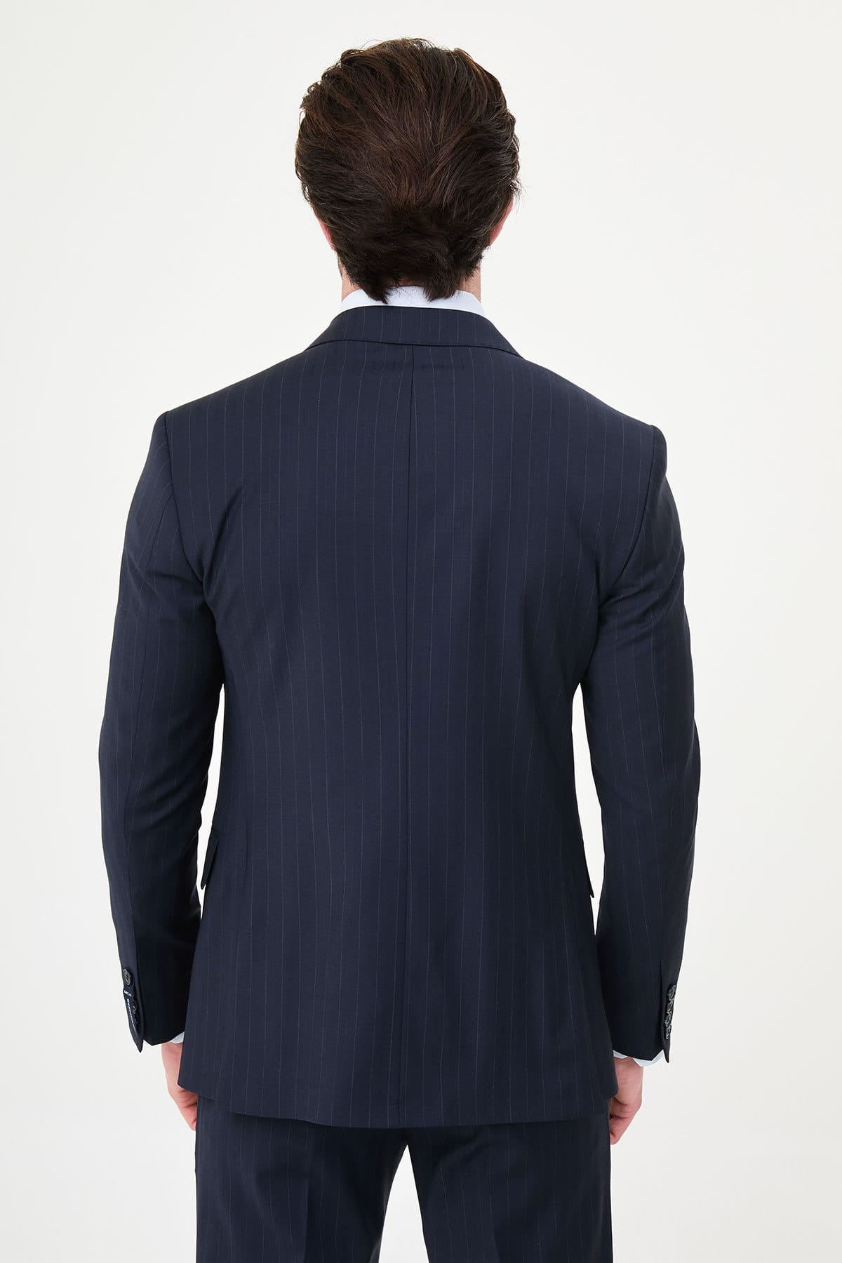 Men’s Navy Pinstripe Wool Suit