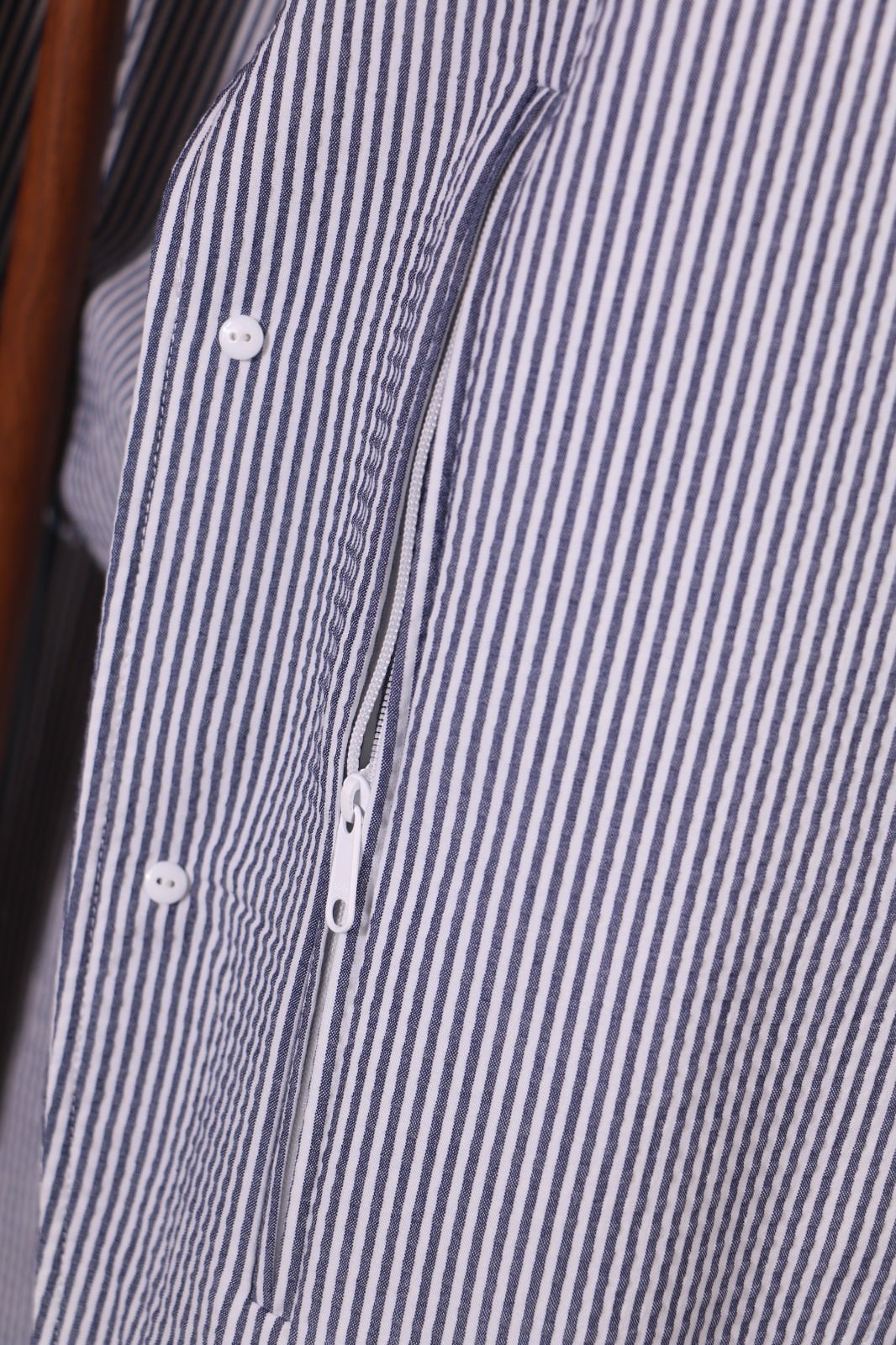 Men’s Navy & White Striped Seersucker Blazer