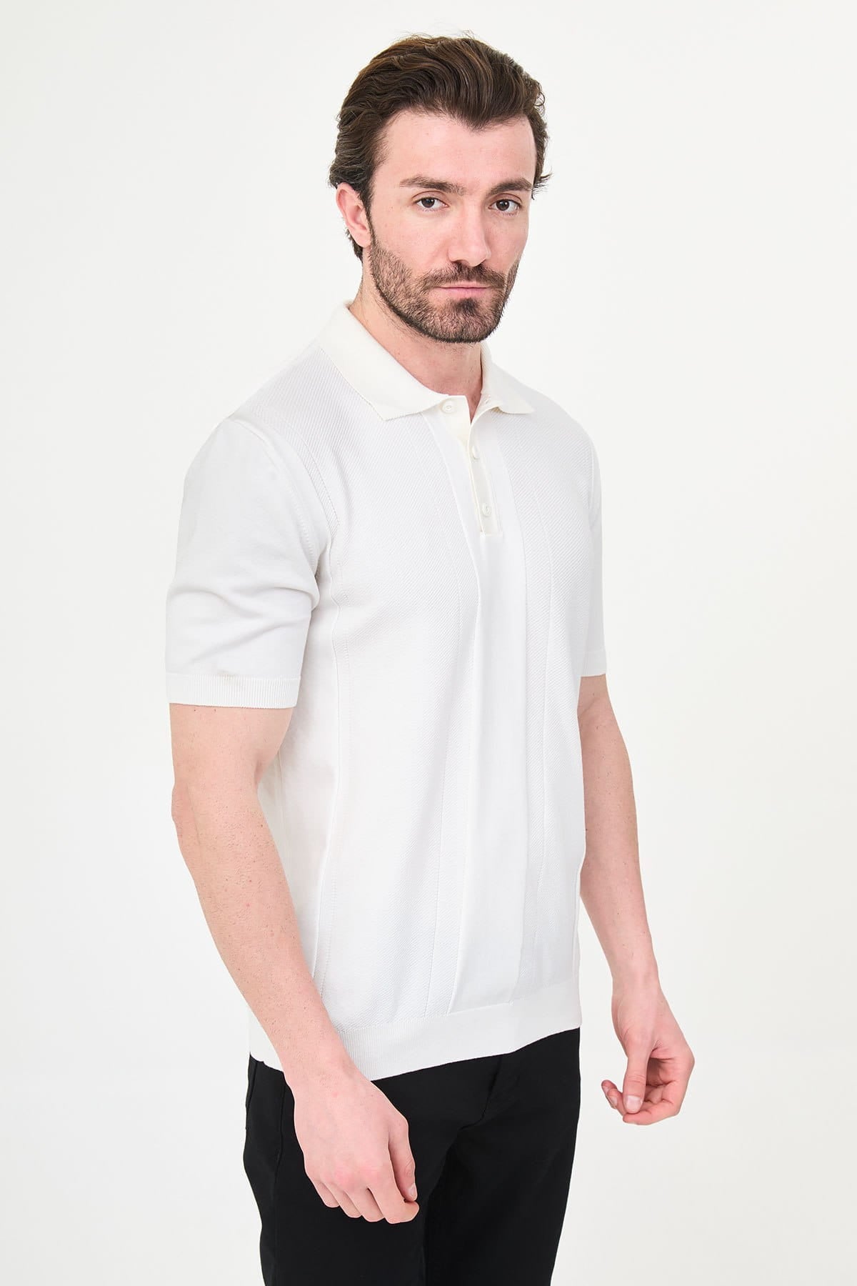 Men’s Off-White Knit Polo Shirt