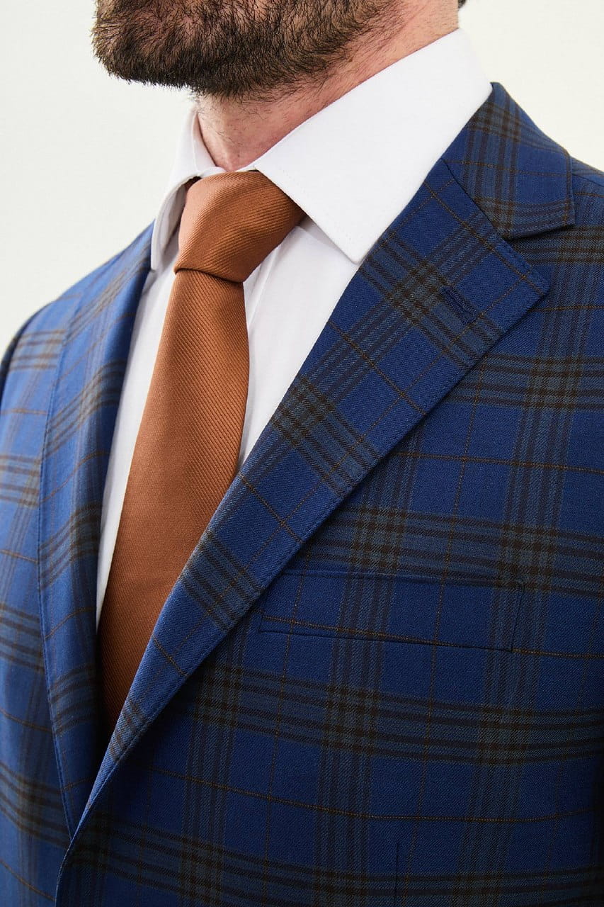 Men’s Royal Blue Check Slim-Fit Suit