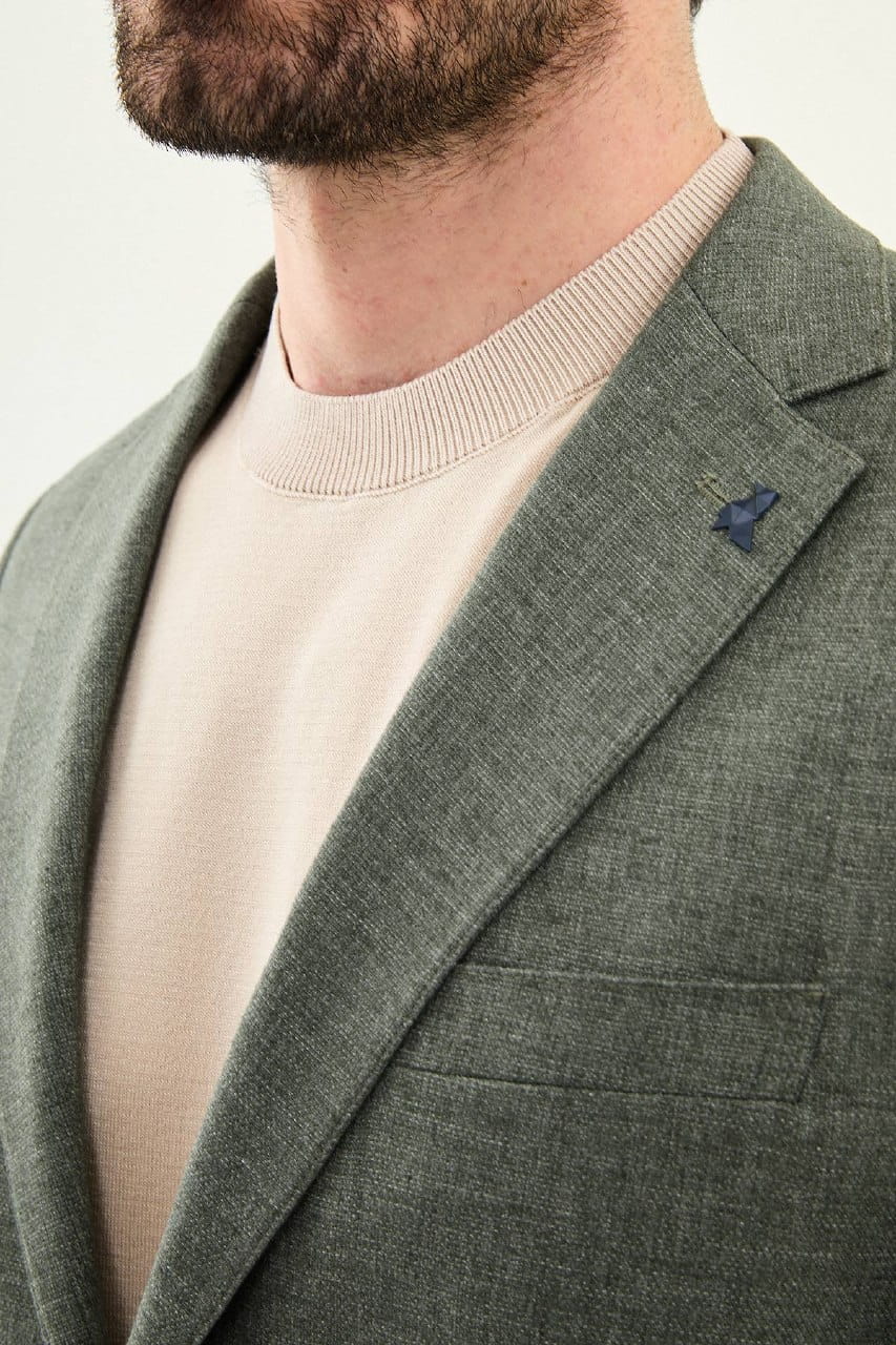 Men’s Sage Green Linen Blend Slim-Fit Suit