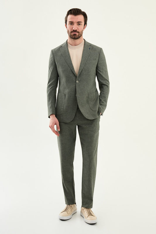 Men’s Sage Green Linen Blend Slim-Fit Suit
